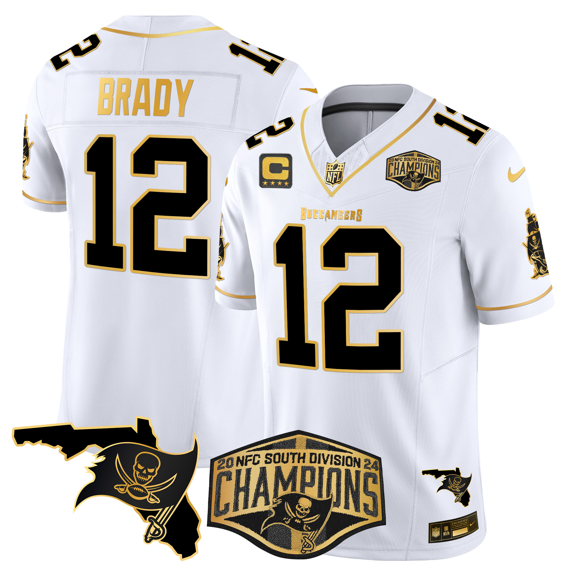 Men's Buccaneers 2024 NFC South Division Champions Patch Gold Vapor Limited Jersey - All Stitched - Image 11