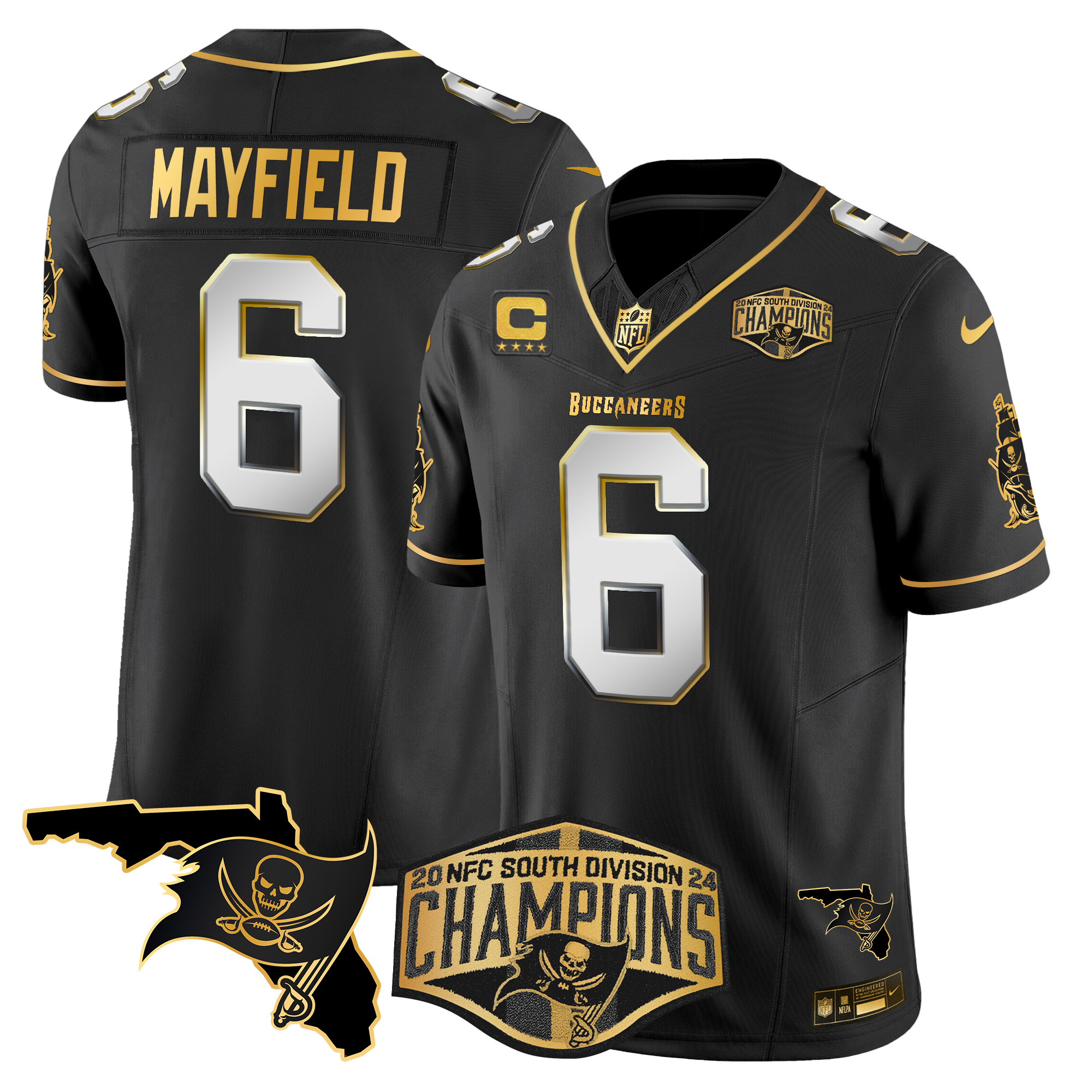 Men's Buccaneers 2024 NFC South Division Champions Patch Gold Vapor Limited Jersey - All Stitched - Image 25