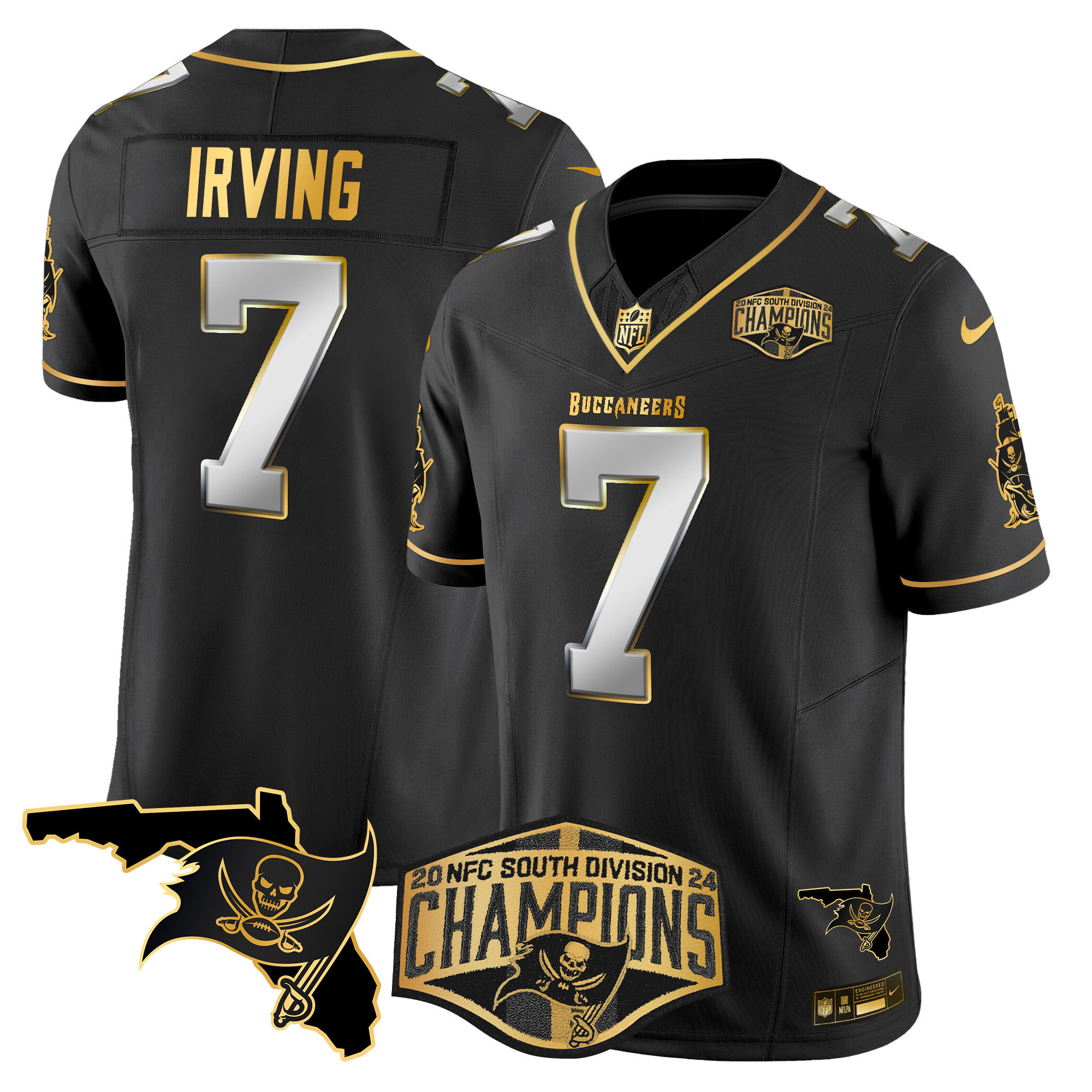 Men's Buccaneers 2024 NFC South Division Champions Patch Gold Vapor Limited Jersey - All Stitched - Image 26