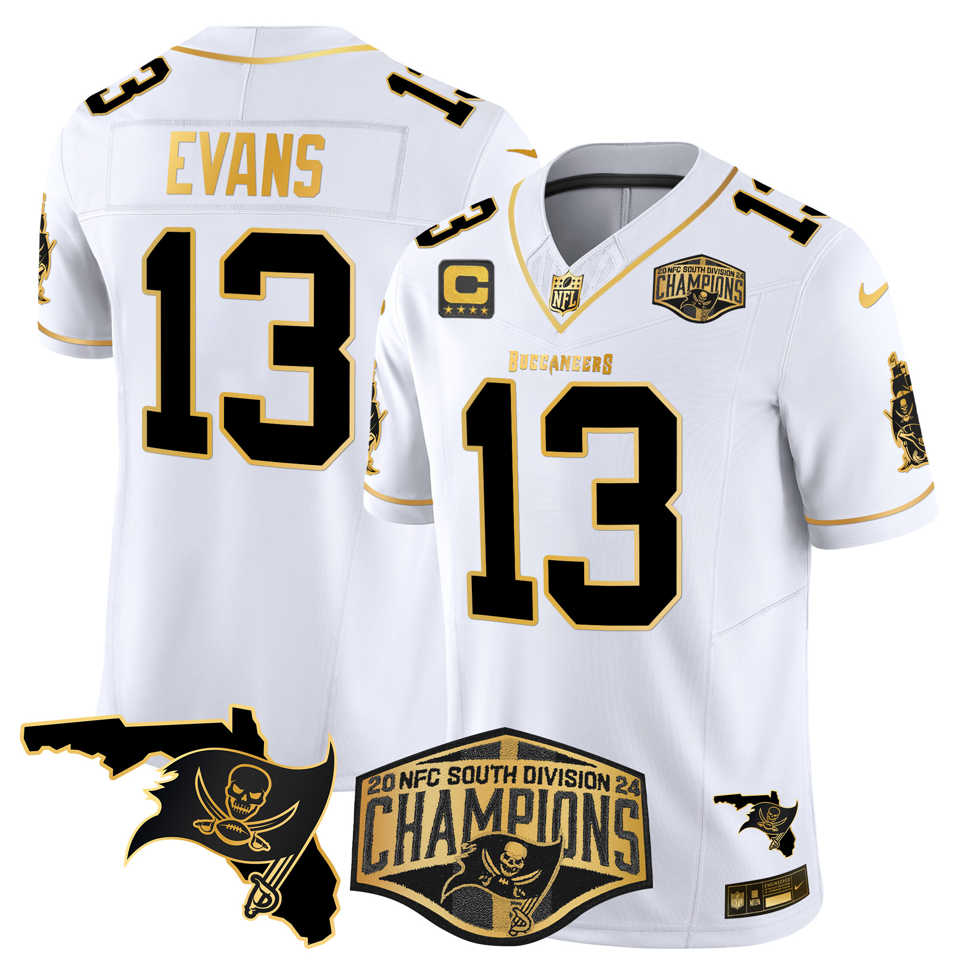 Men's Buccaneers 2024 NFC South Division Champions Patch Gold Vapor Limited Jersey - All Stitched - Image 12