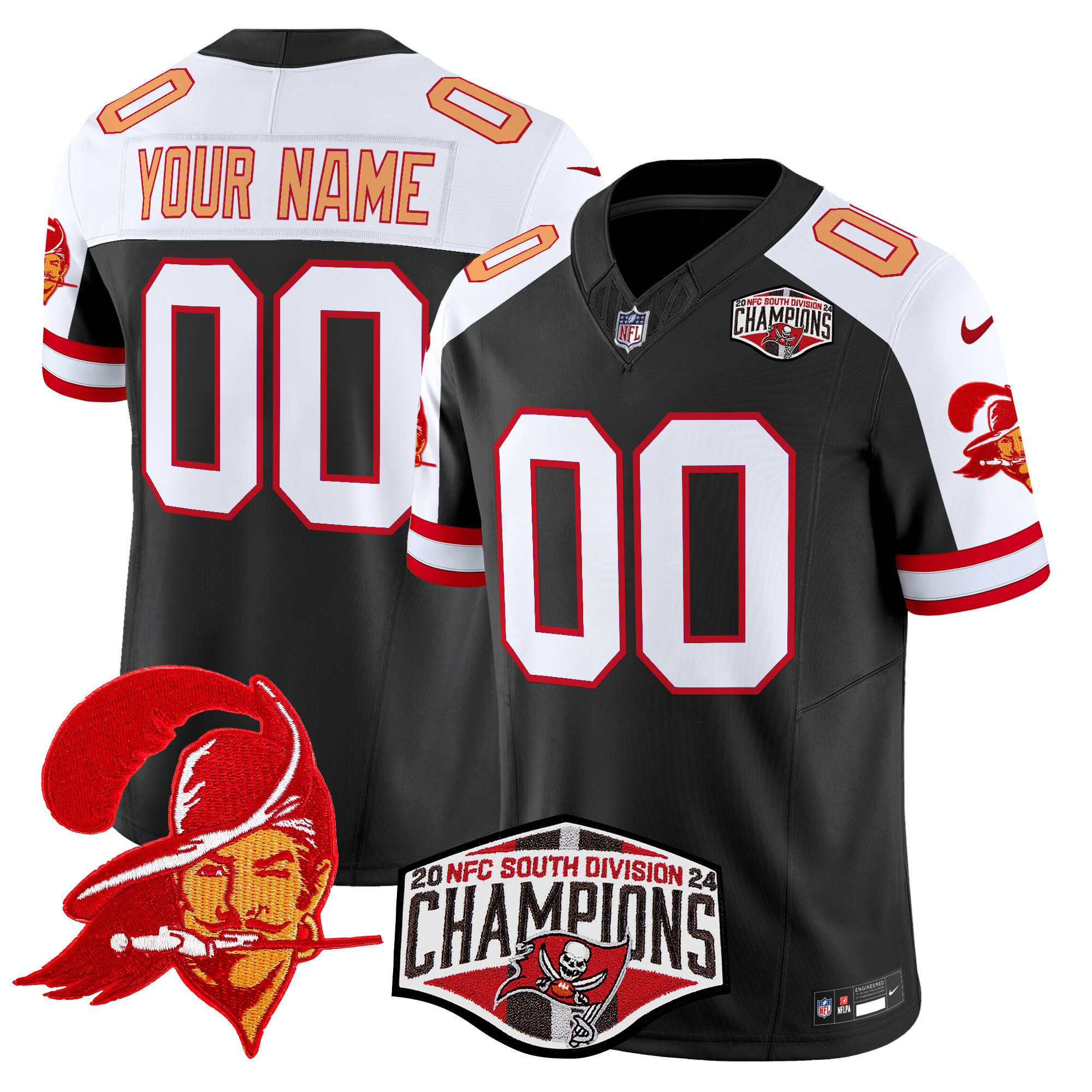 Tampa Bay Buccaneers Creamsicle 2024 NFC South Division Champions Patch Vapor Limited Custom Jersey - All Stitched - Image 2