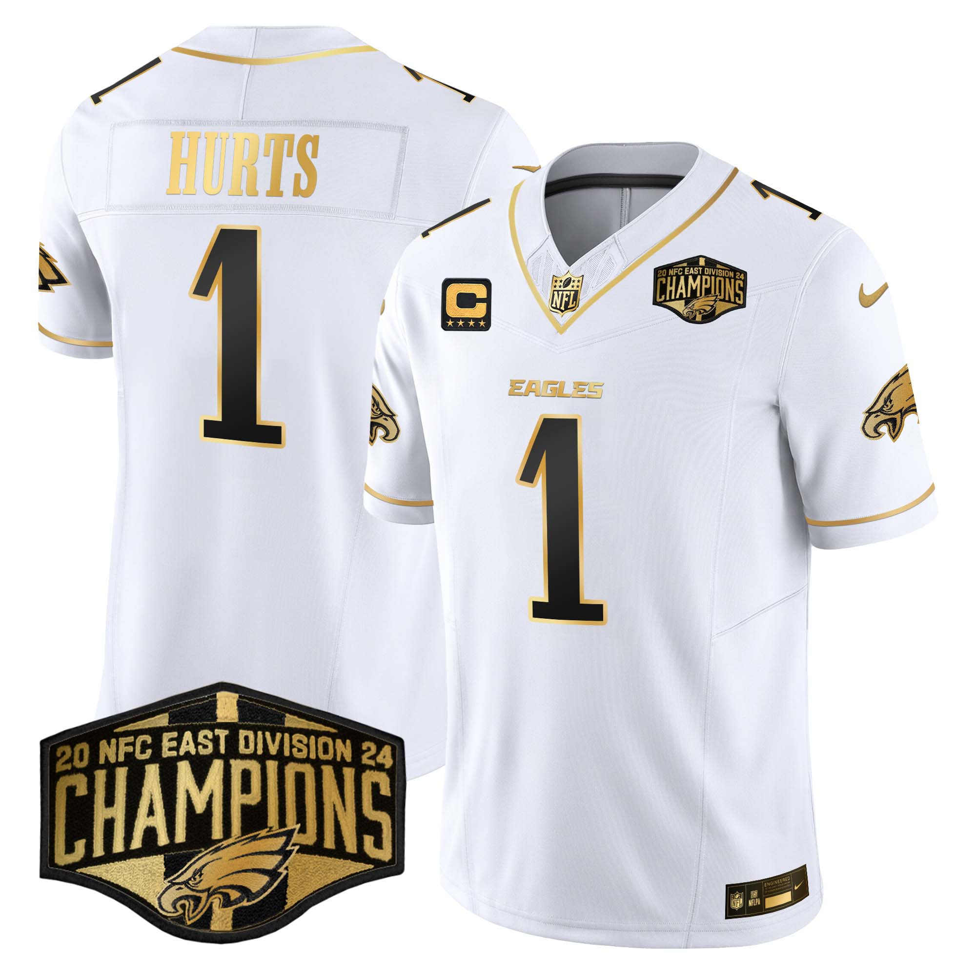 Men's Eagles 2024 NFC East Division Champions Gold Vapor Limited Jersey - All Stitched - Image 11