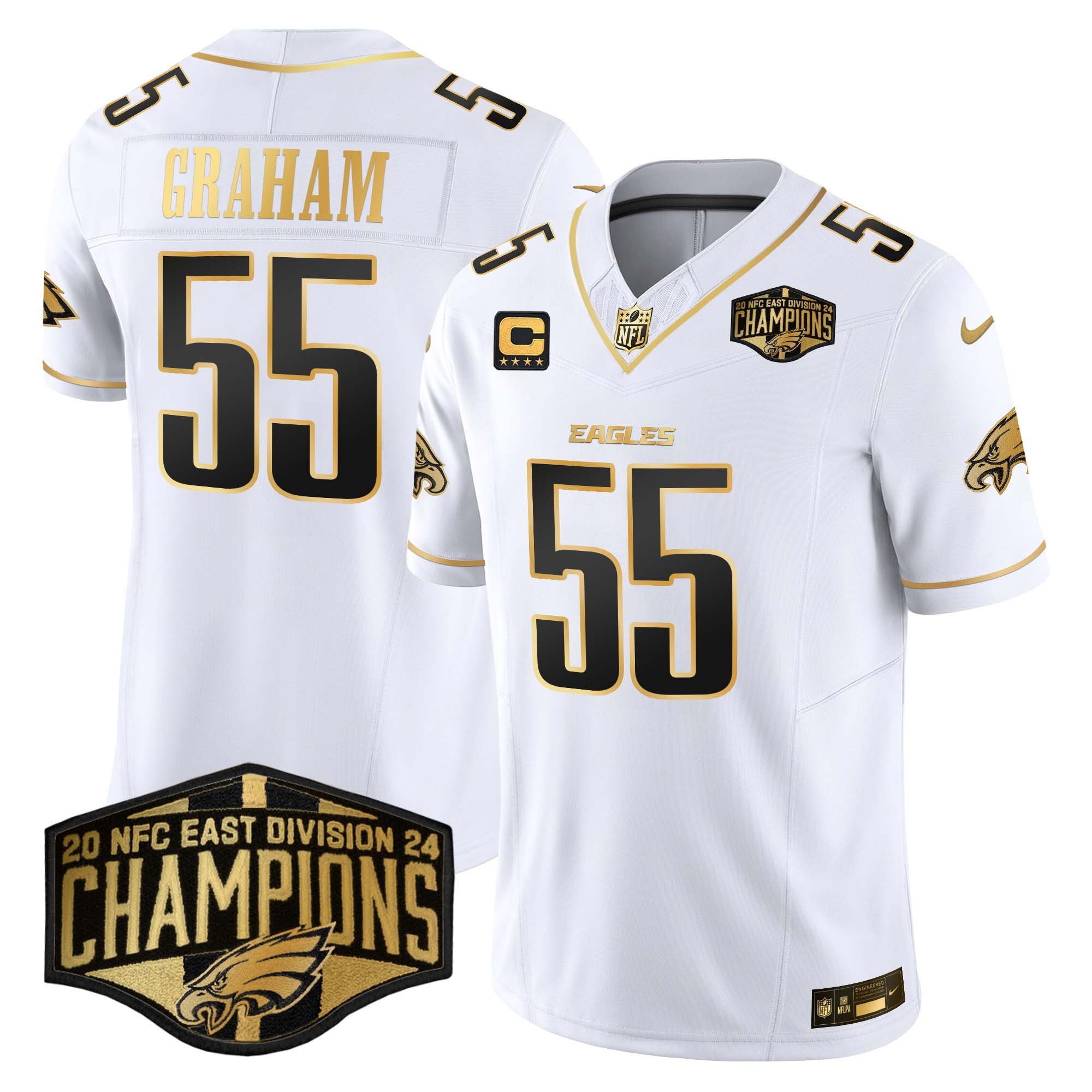 Men's Eagles 2024 NFC East Division Champions Gold Vapor Limited Jersey - All Stitched - Image 15