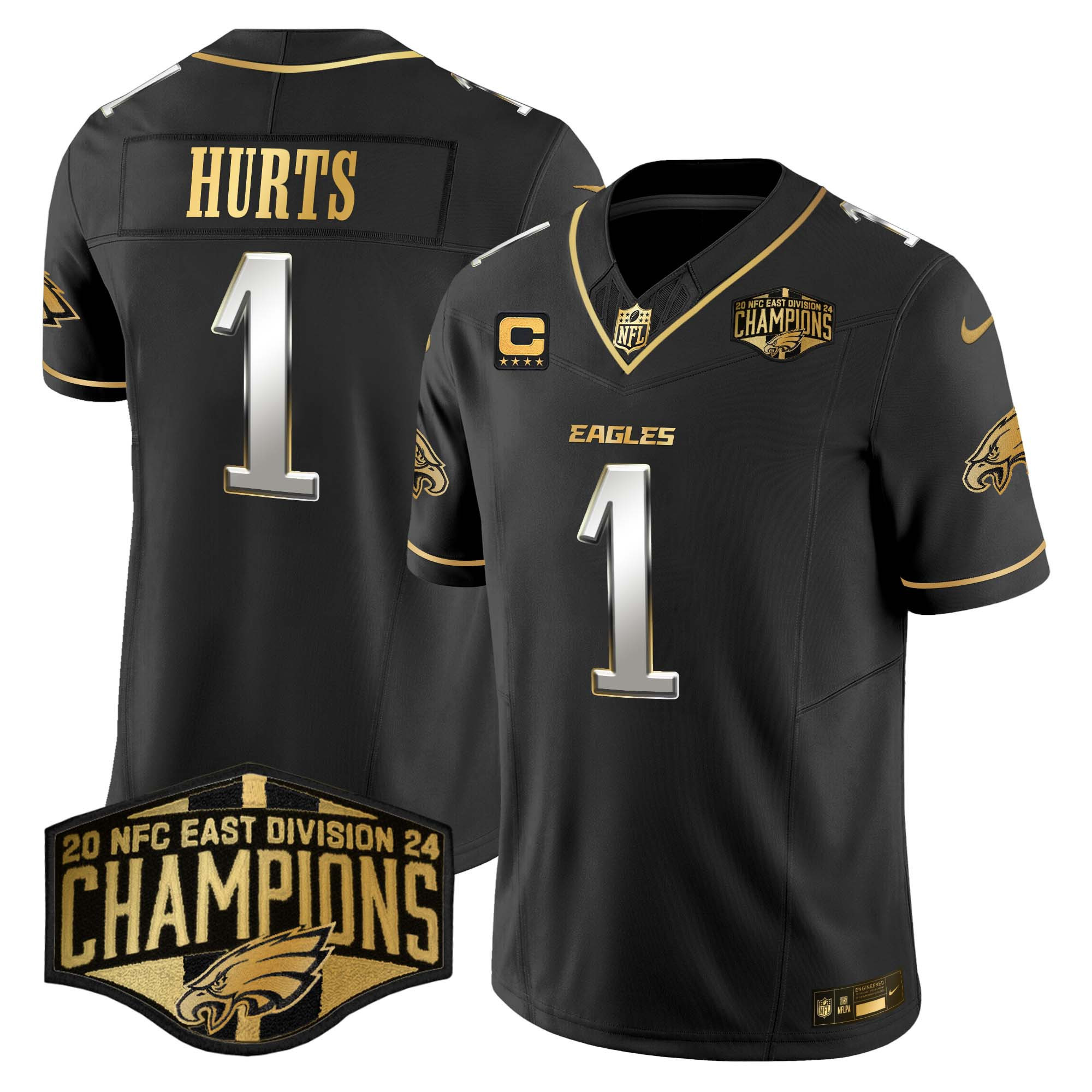 Men's Eagles 2024 NFC East Division Champions Gold Vapor Limited Jersey - All Stitched - Image 27