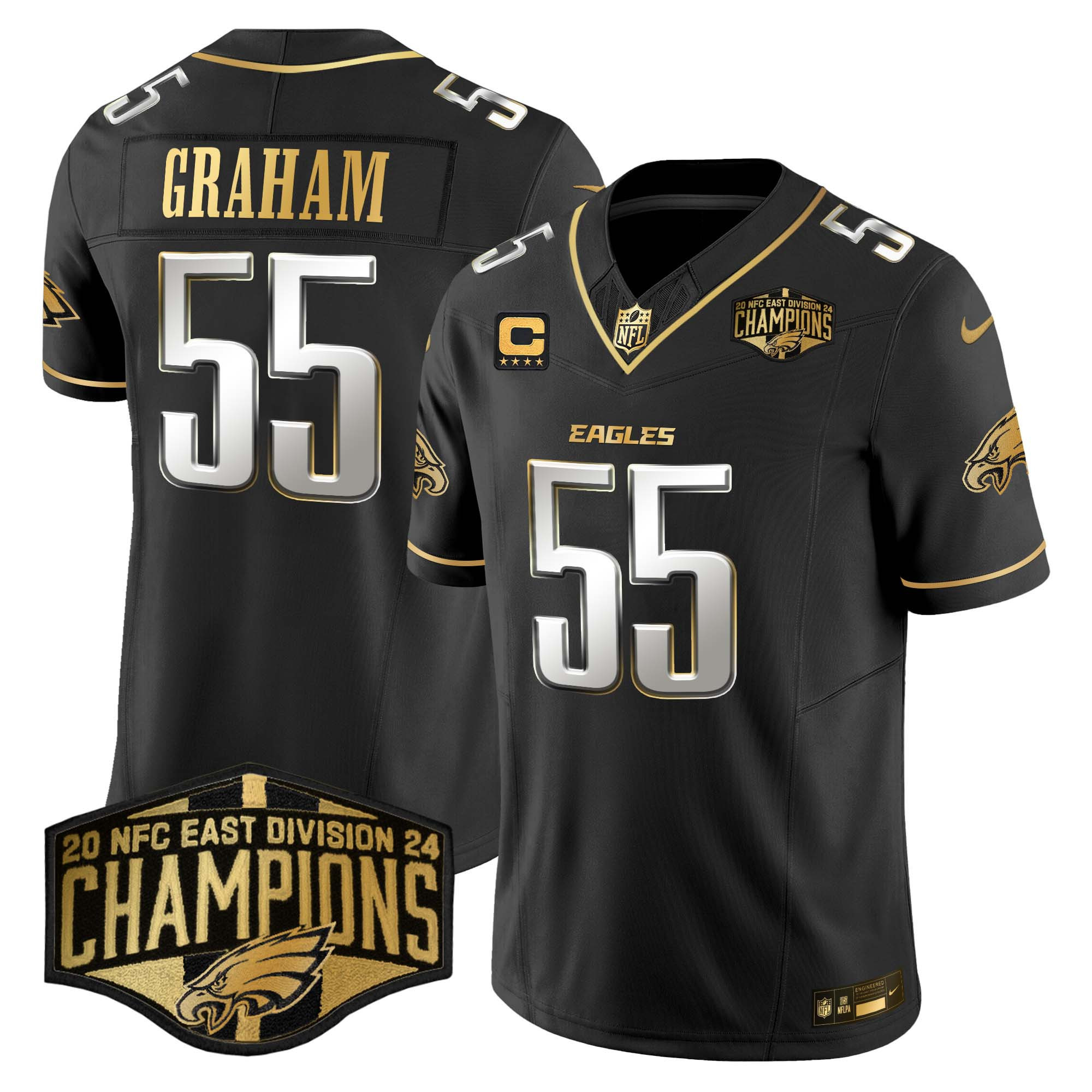 Men's Eagles 2024 NFC East Division Champions Gold Vapor Limited Jersey - All Stitched - Image 31