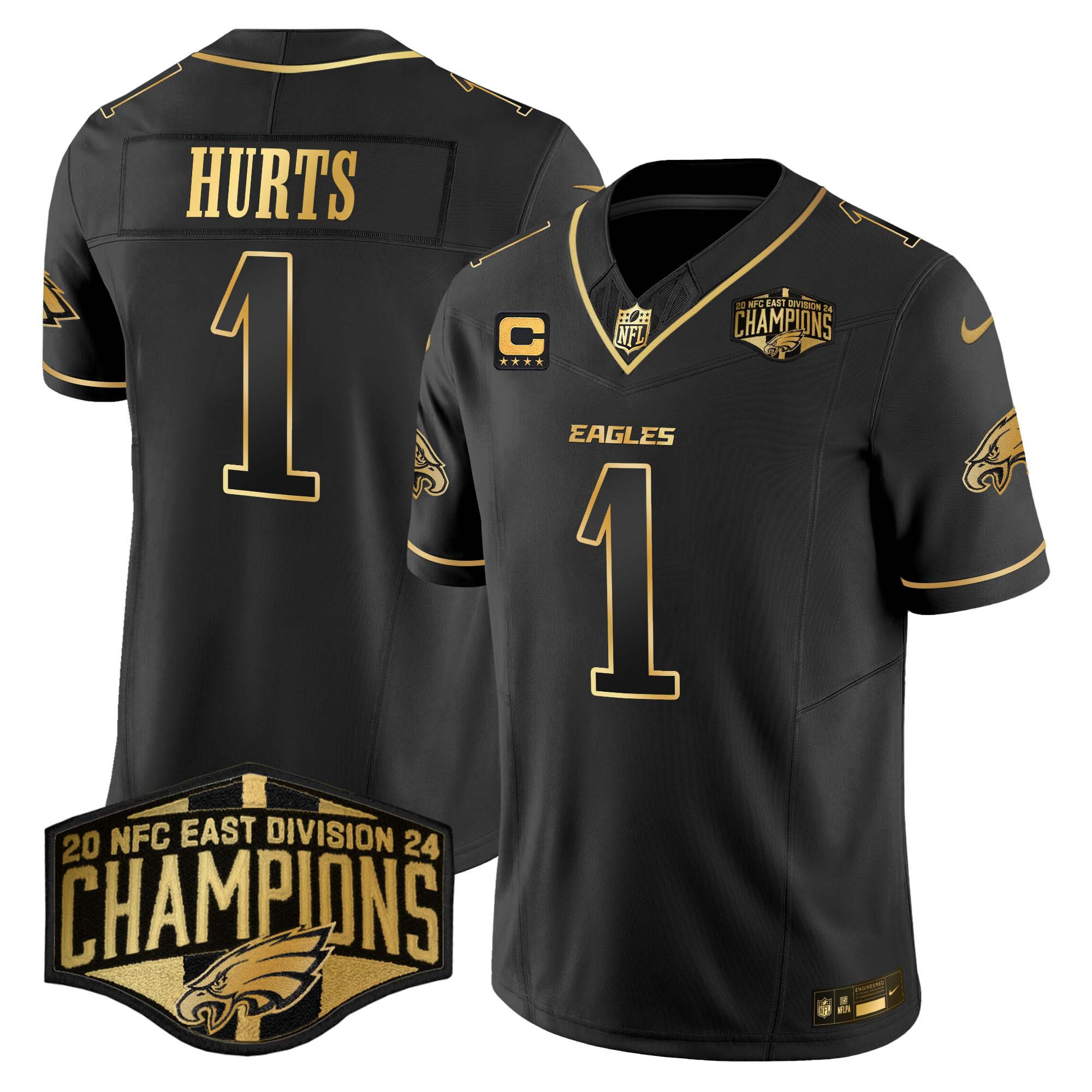 Men's Eagles 2024 NFC East Division Champions Gold Vapor Limited Jersey - All Stitched - Image 19