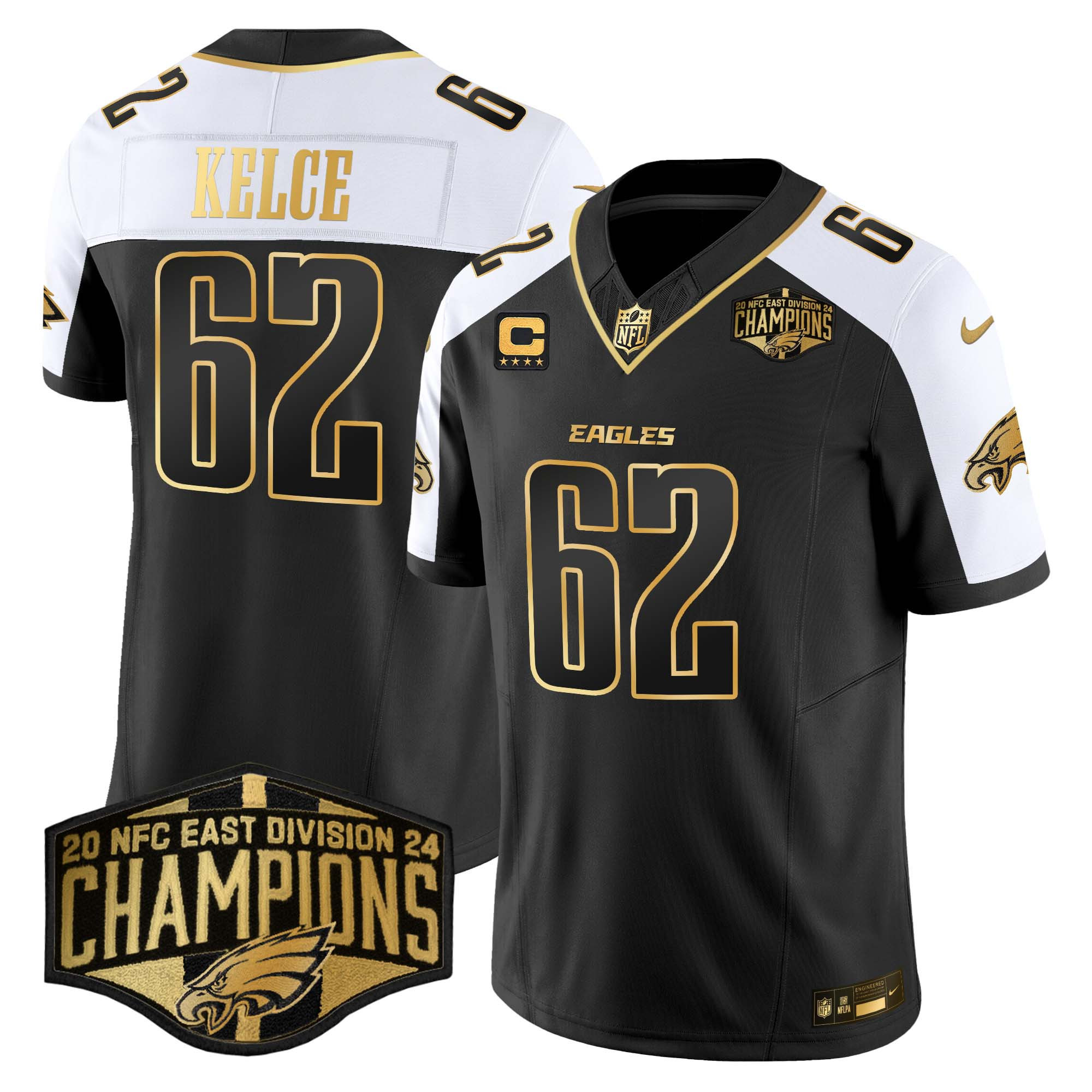 Men's Eagles 2024 NFC East Division Champions Gold Vapor Limited Jersey - All Stitched - Image 4