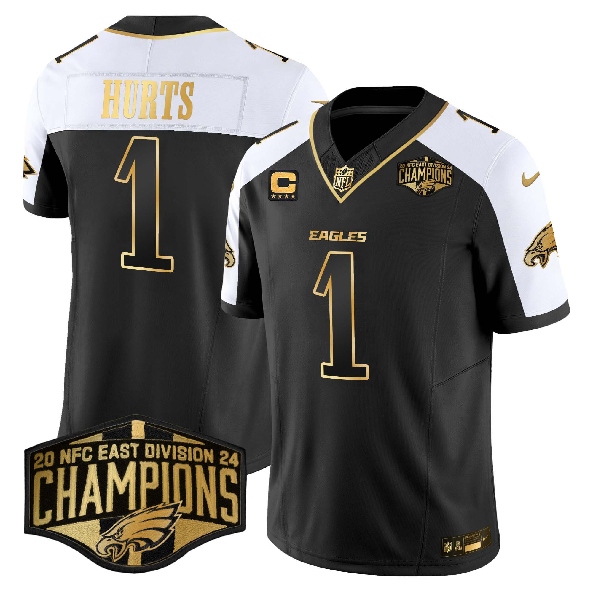 Men's Eagles 2024 NFC East Division Champions Gold Vapor Limited Jersey - All Stitched - Image 3