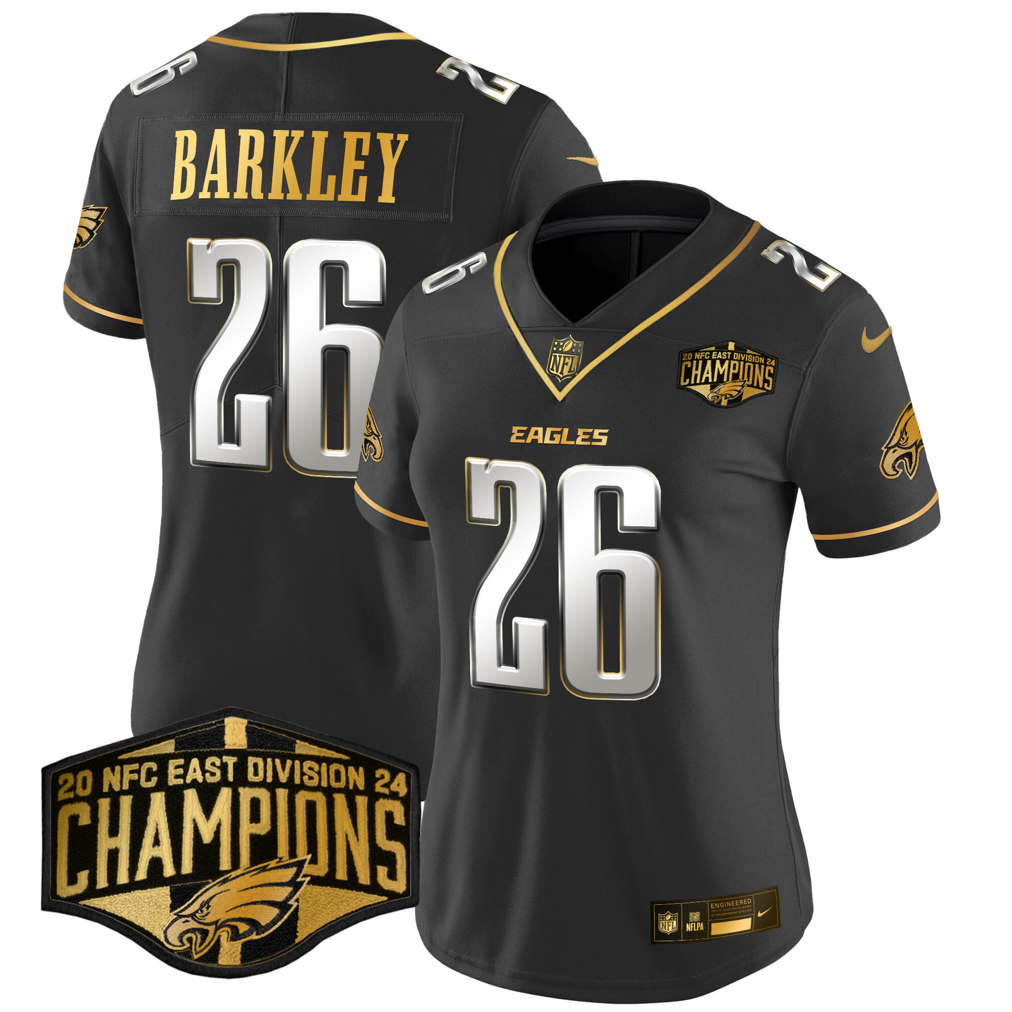 Women's Eagles 2024 NFC East Division Champions Gold Vapor Limited Jersey - All Stitched - Image 25