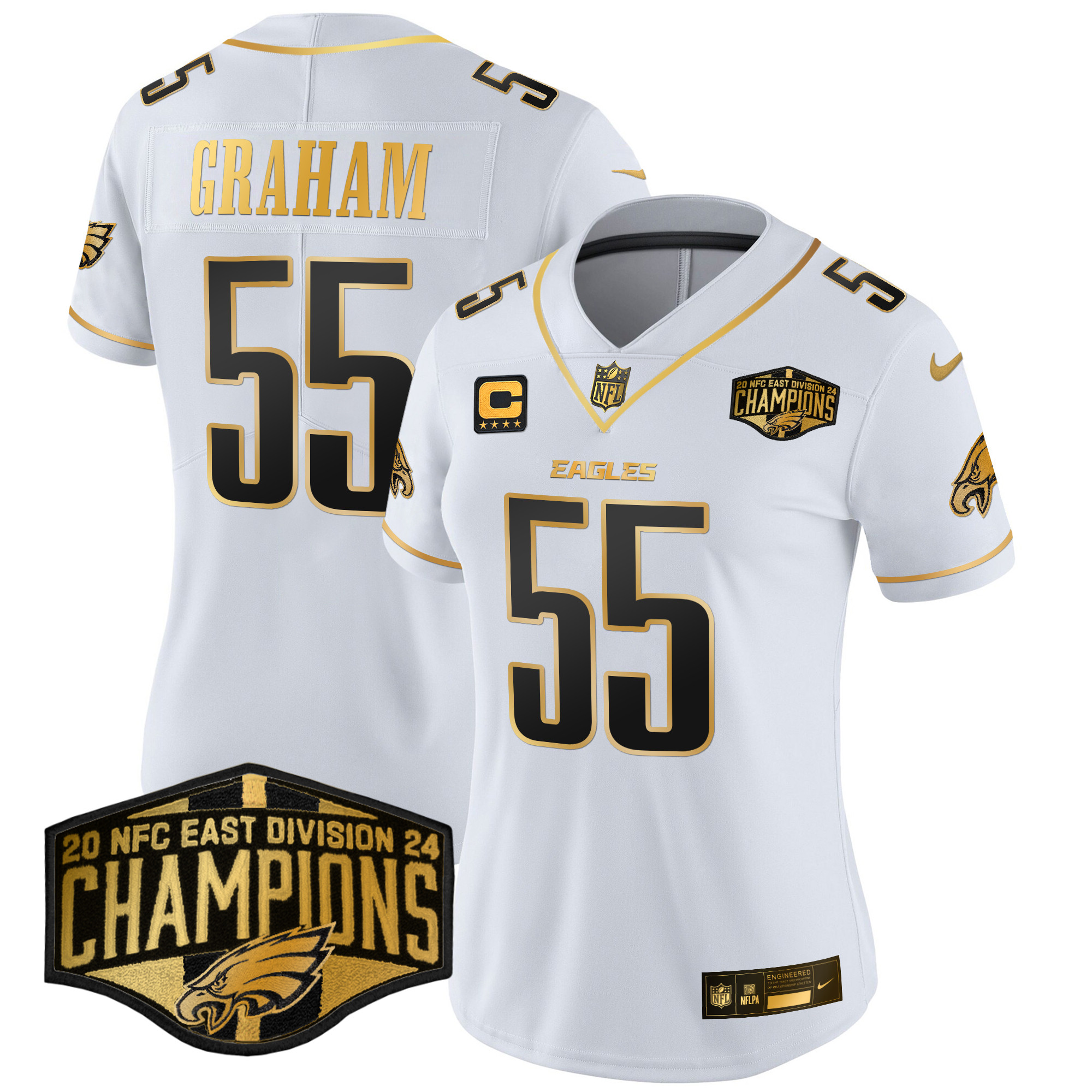Women's Eagles 2024 NFC East Division Champions Gold Vapor Limited Jersey - All Stitched - Image 15