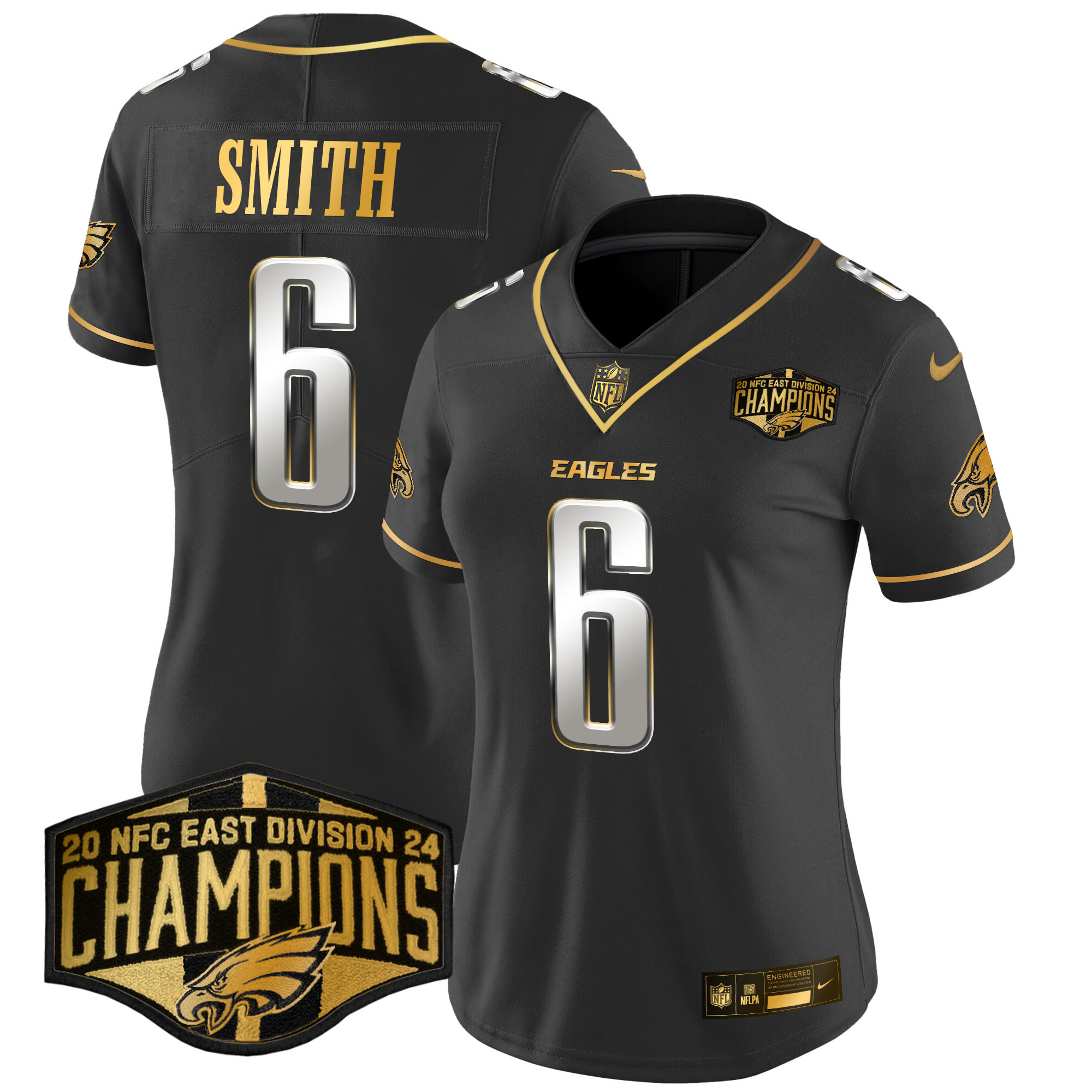 Women's Eagles 2024 NFC East Division Champions Gold Vapor Limited Jersey - All Stitched - Image 29