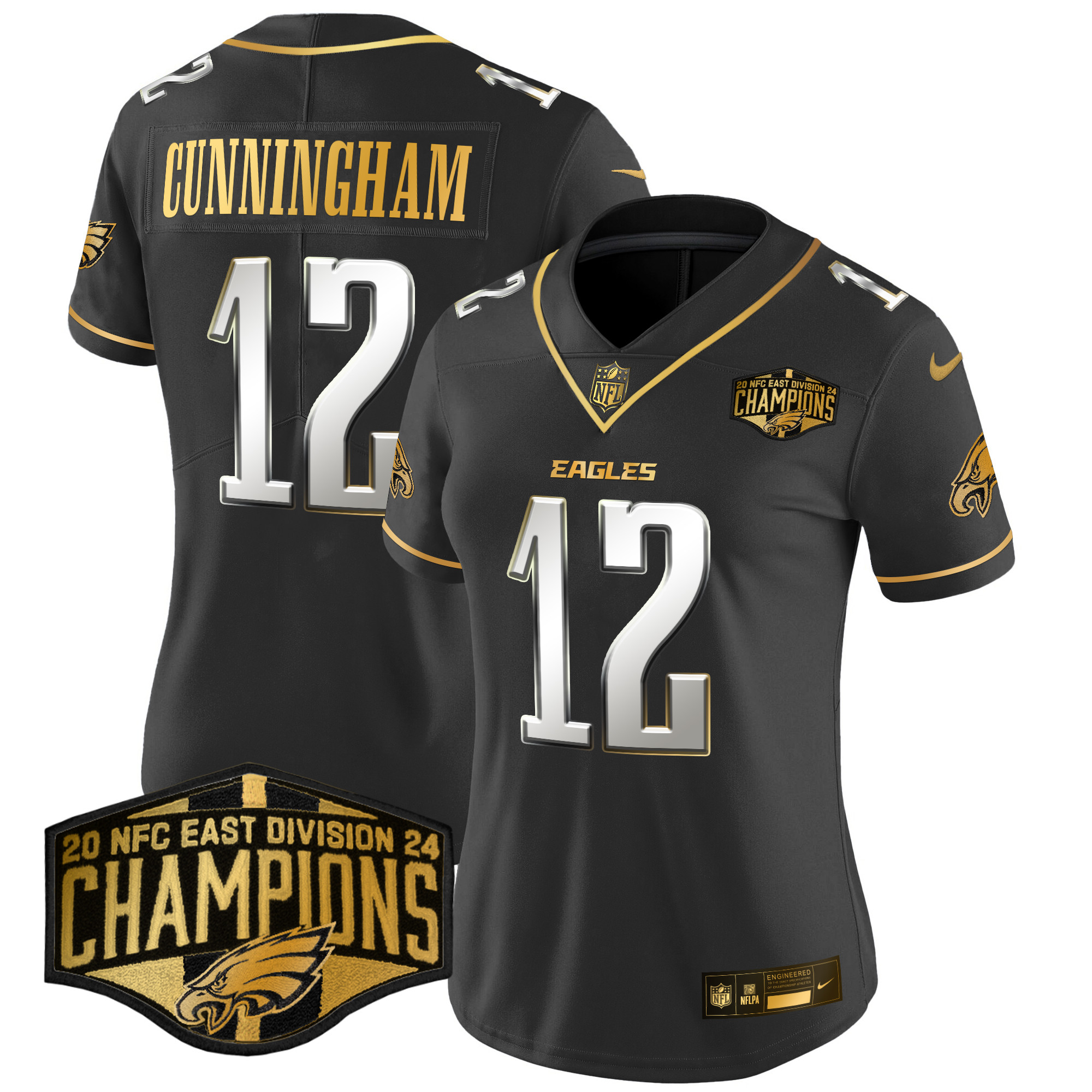 Women's Eagles 2024 NFC East Division Champions Gold Vapor Limited Jersey - All Stitched - Image 30