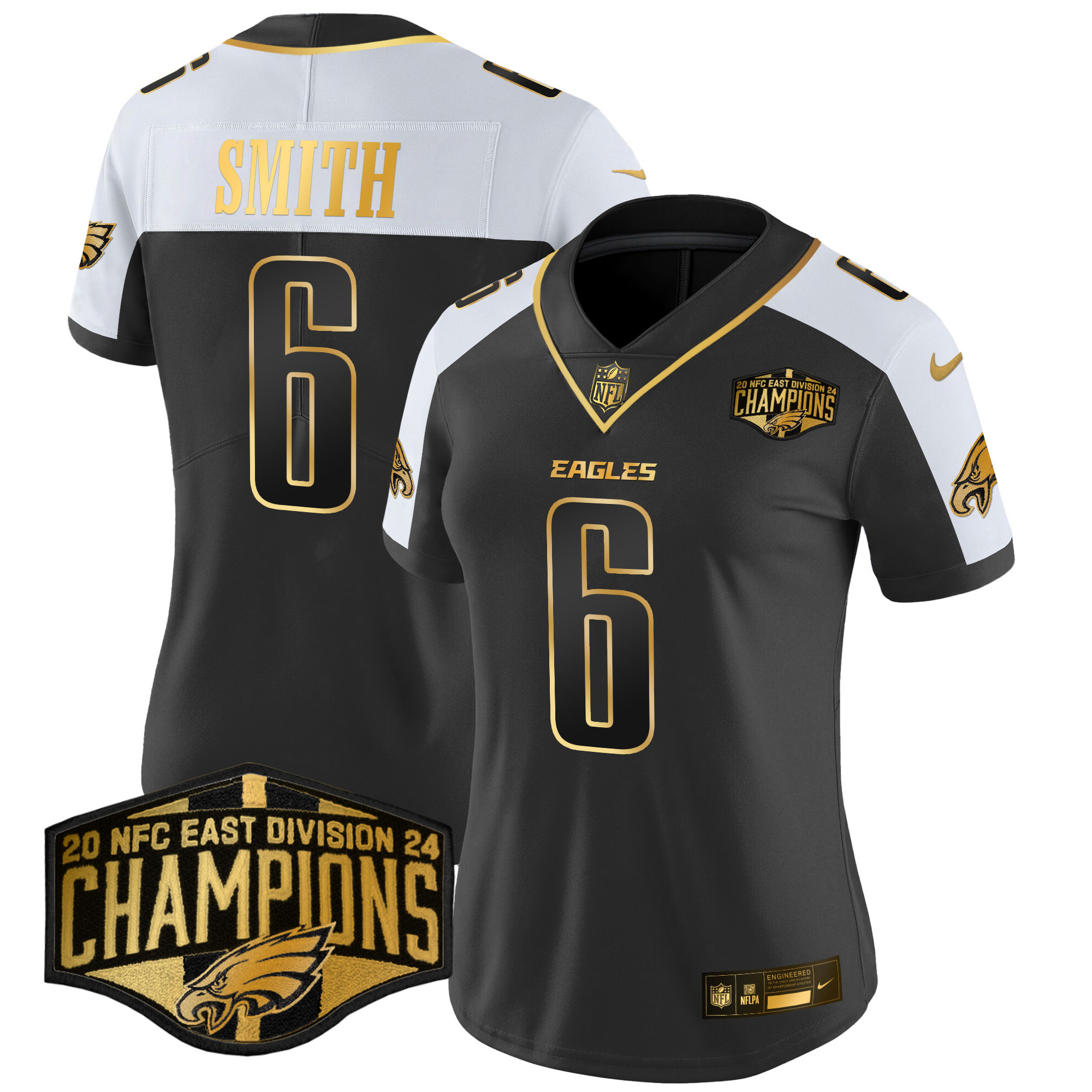Women's Eagles 2024 NFC East Division Champions Gold Vapor Limited Jersey - All Stitched - Image 5
