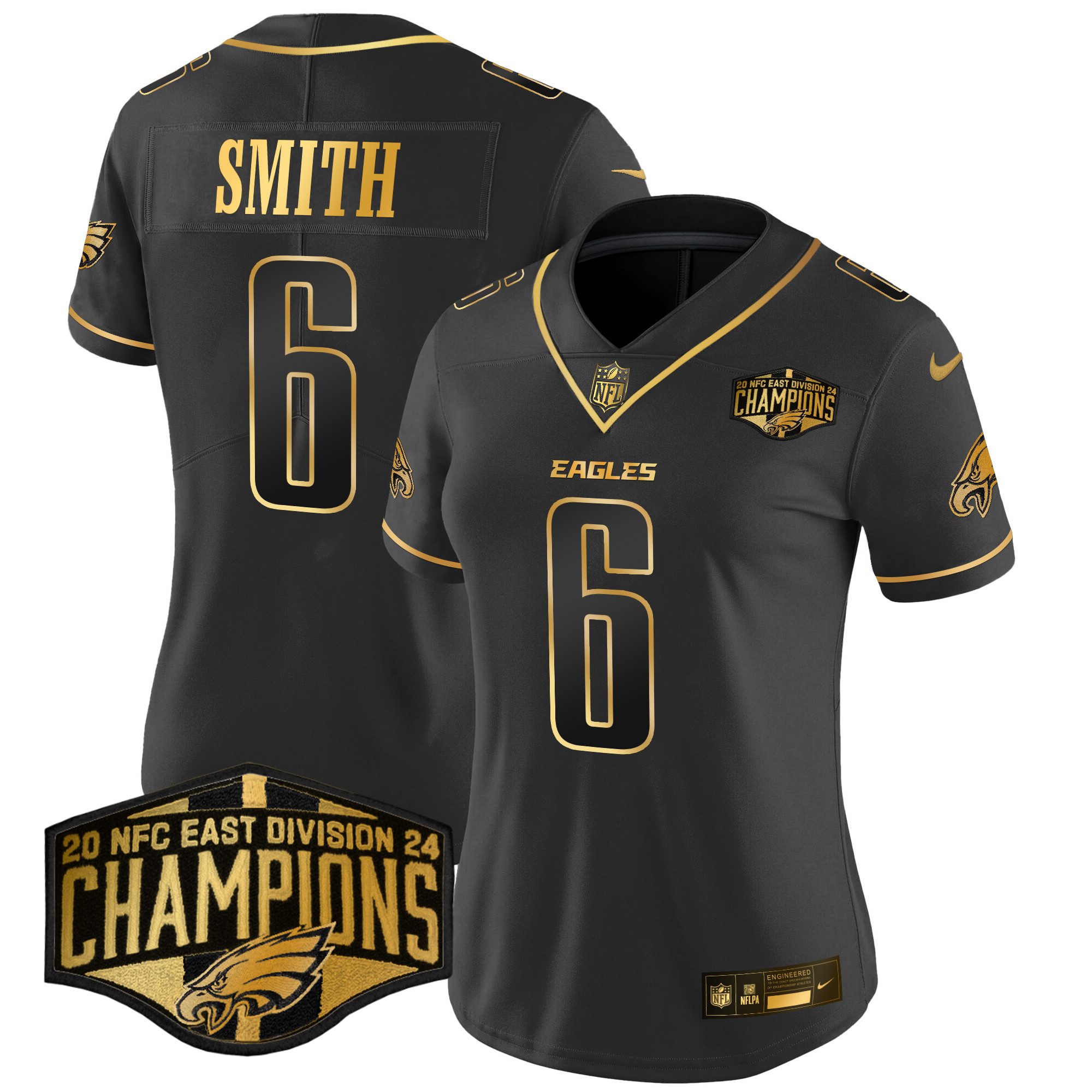 Women's Eagles 2024 NFC East Division Champions Gold Vapor Limited Jersey - All Stitched - Image 21