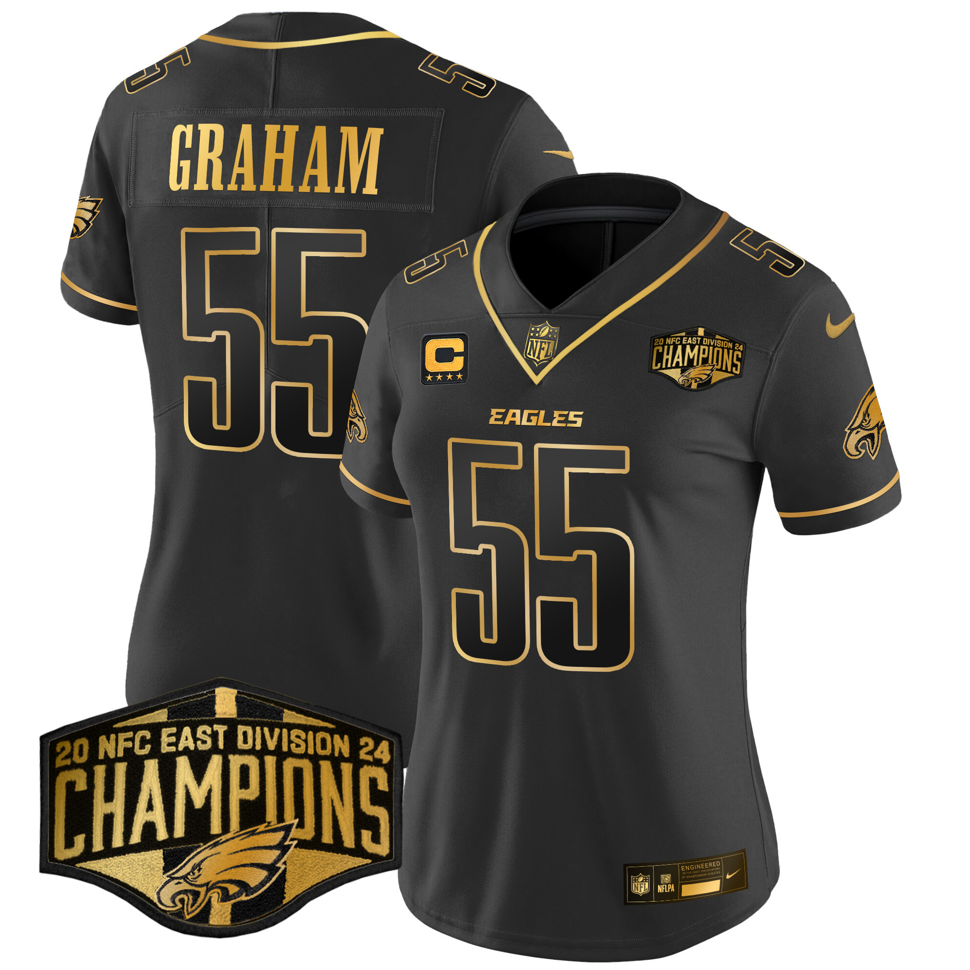 Women's Eagles 2024 NFC East Division Champions Gold Vapor Limited Jersey - All Stitched - Image 23