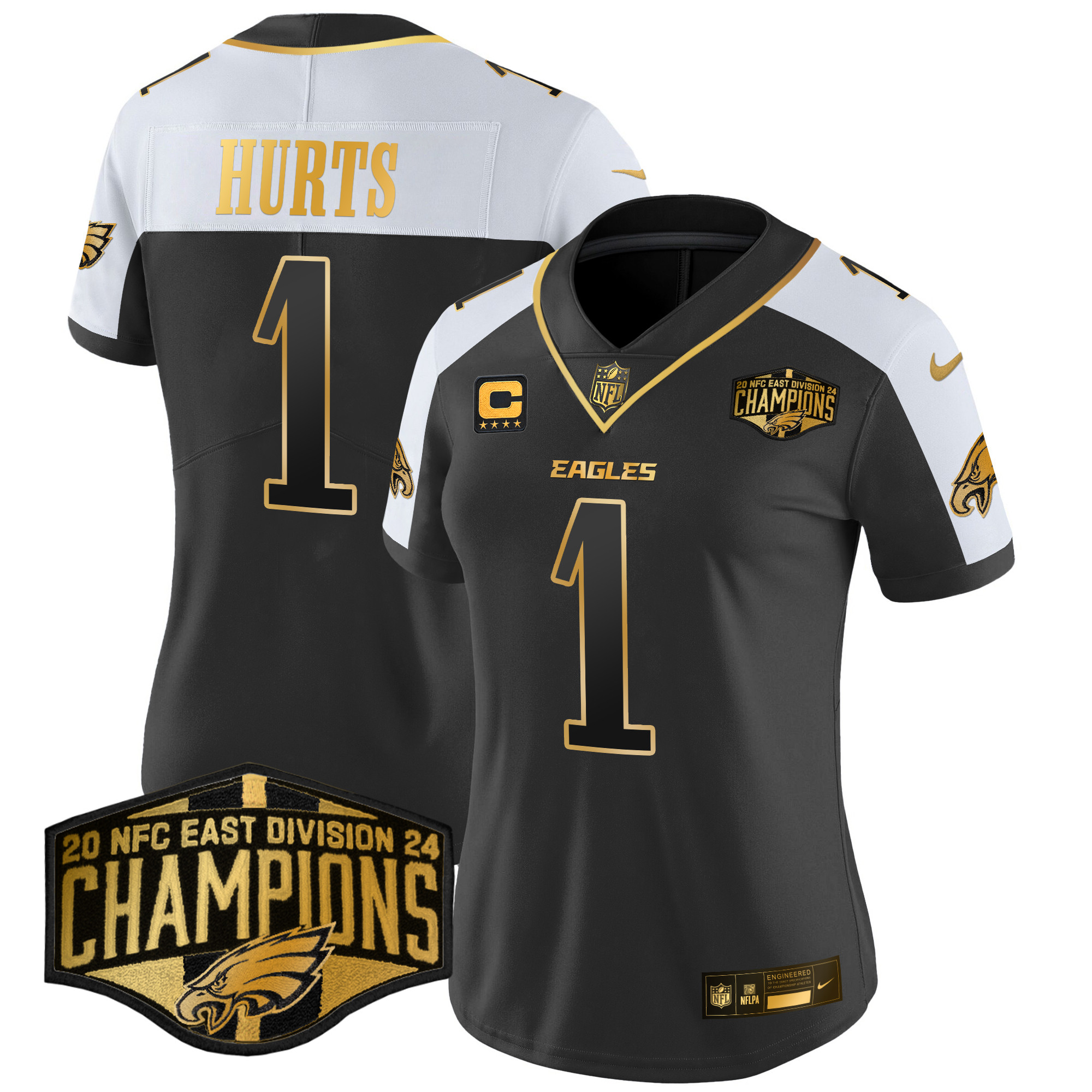 Women's Eagles 2024 NFC East Division Champions Gold Vapor Limited Jersey - All Stitched - Image 3
