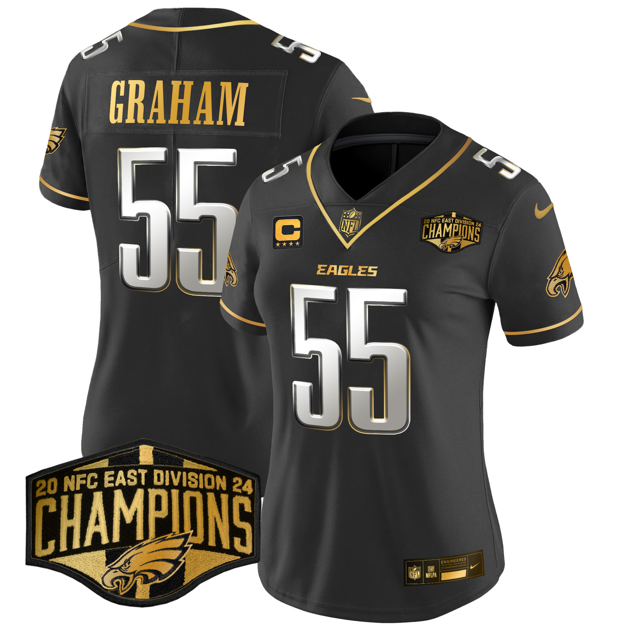 Women's Eagles 2024 NFC East Division Champions Gold Vapor Limited Jersey - All Stitched - Image 31