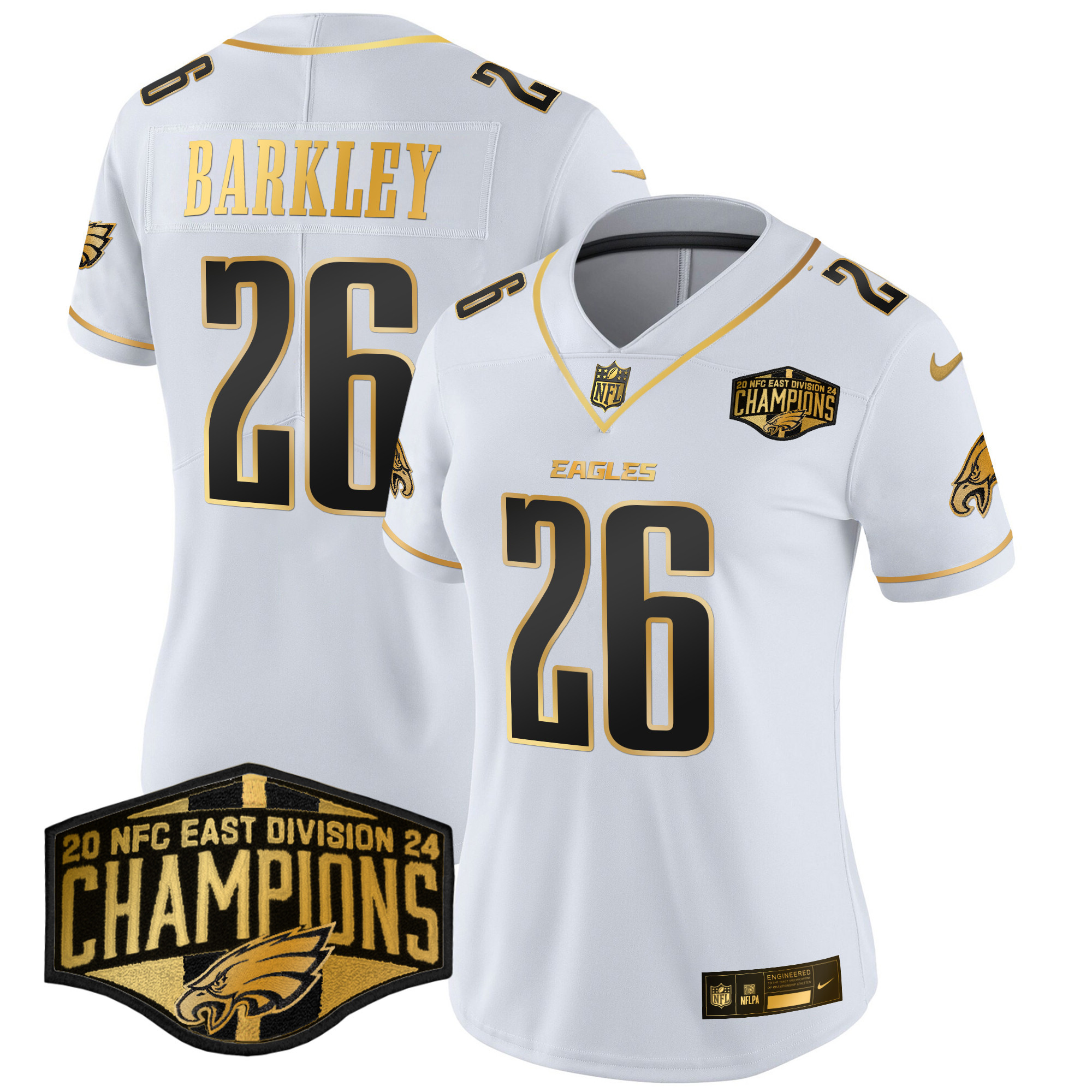 Women's Eagles 2024 NFC East Division Champions Gold Vapor Limited Jersey - All Stitched - Image 9