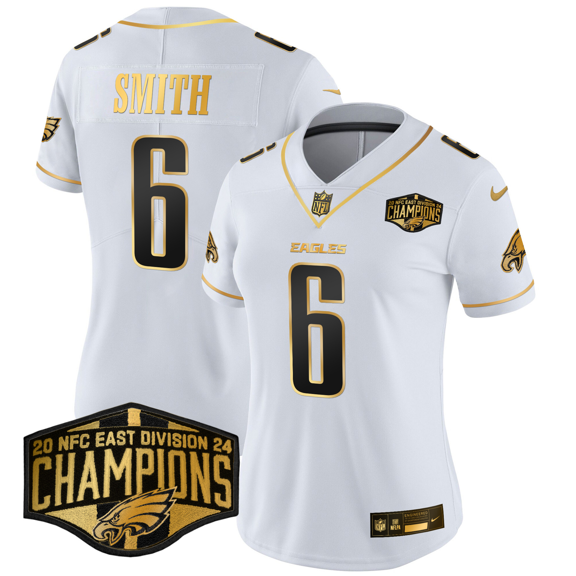 Women's Eagles 2024 NFC East Division Champions Gold Vapor Limited Jersey - All Stitched - Image 13