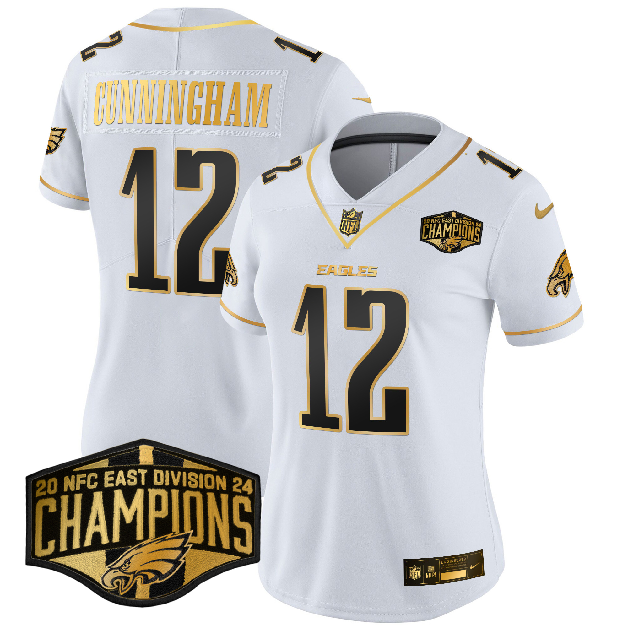 Women's Eagles 2024 NFC East Division Champions Gold Vapor Limited Jersey - All Stitched - Image 14