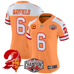 Women's Tampa Bay Buccaneers Creamsicle 2024 NFC South Division Champions Patch Vapor Limited Jersey - All Stitched