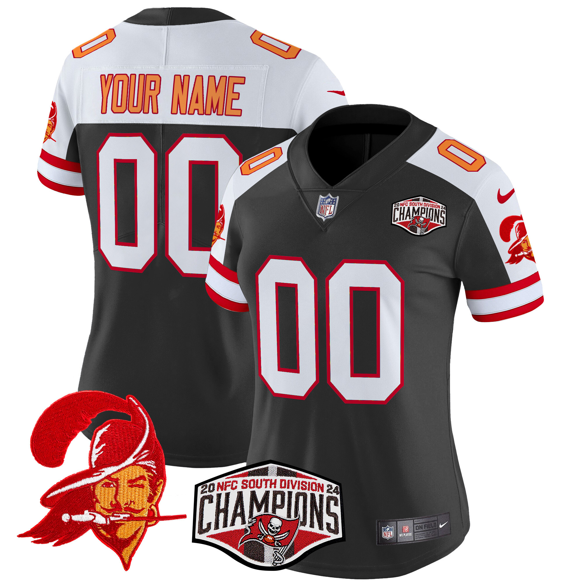 Tampa Bay Buccaneers Creamsicle 2024 NFC South Division Champions Patch Vapor Limited Custom Jersey - All Stitched - Image 6