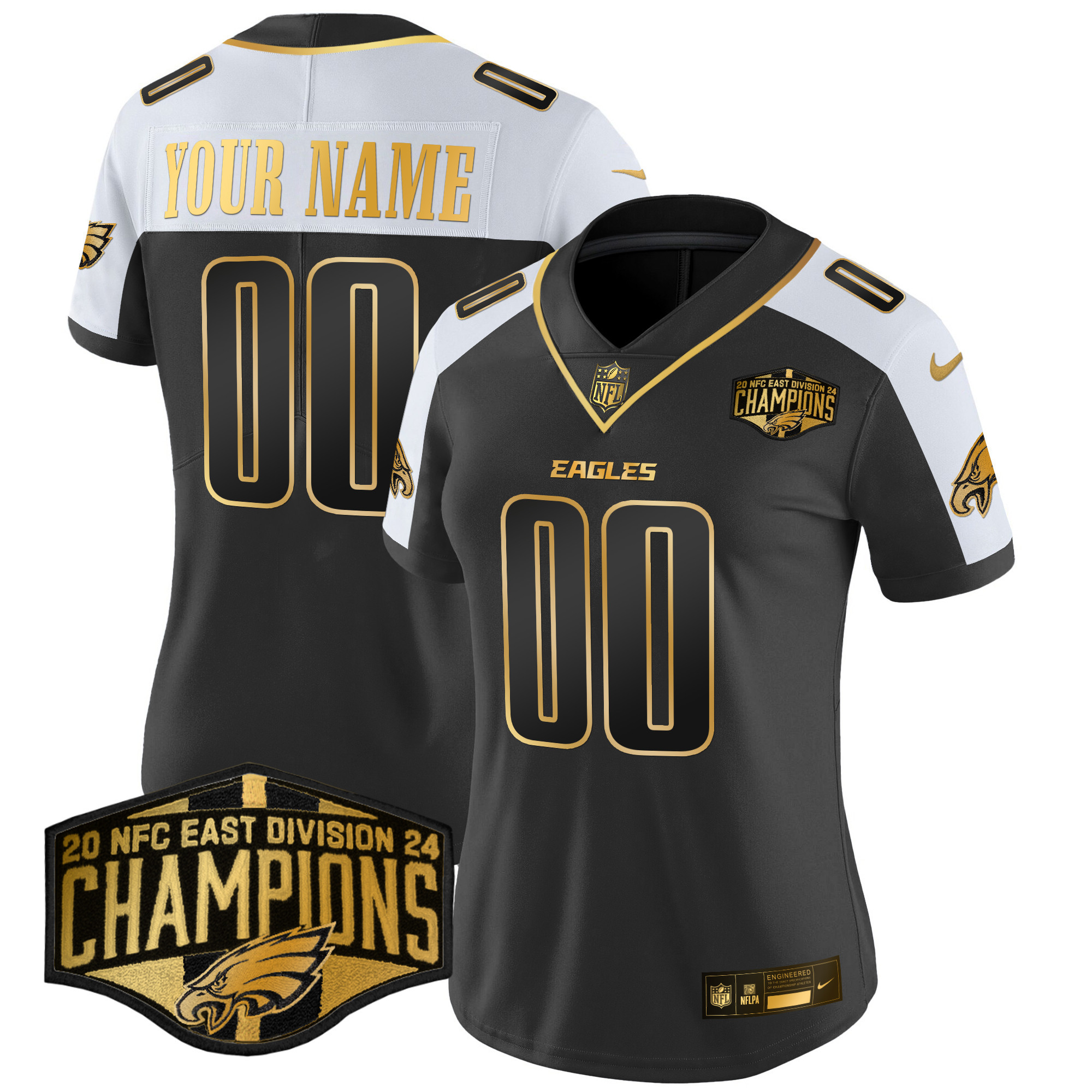 Eagles 2024 NFC East Division Champions Gold Vapor Limited Custom Jersey - All Stitched - Image 5