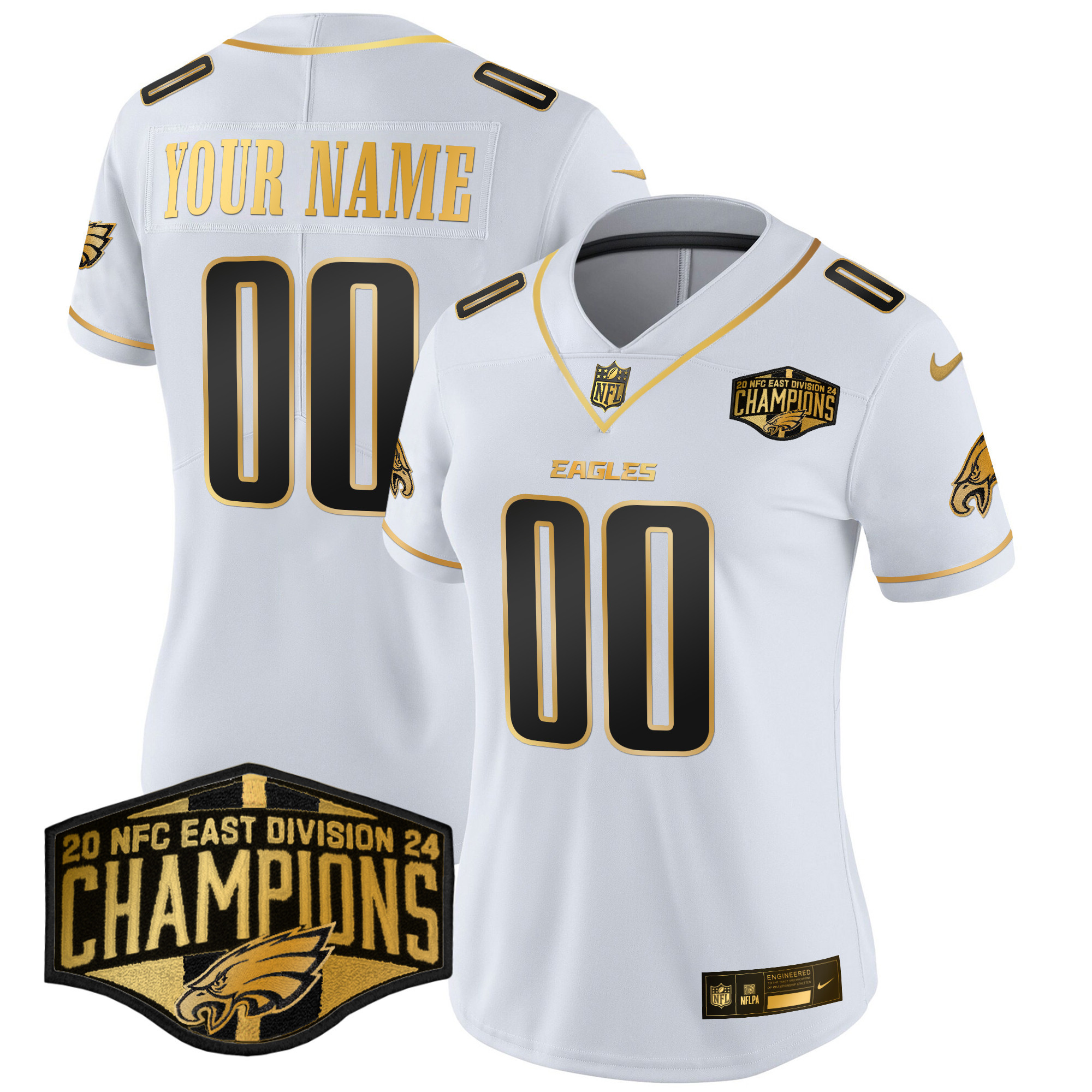 Eagles 2024 NFC East Division Champions Gold Vapor Limited Custom Jersey - All Stitched - Image 6