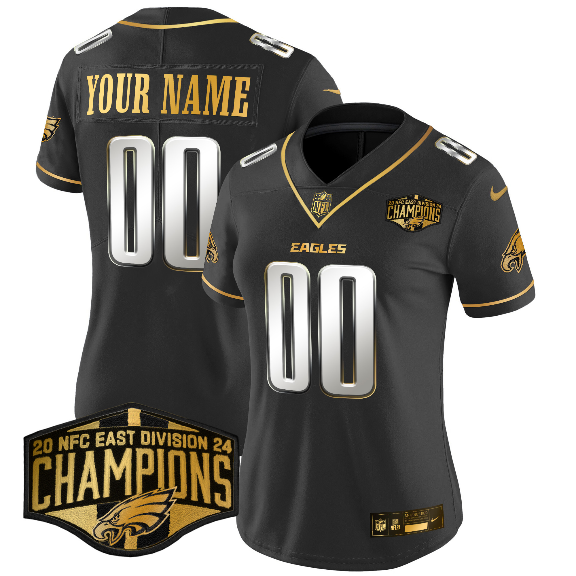 Eagles 2024 NFC East Division Champions Gold Vapor Limited Custom Jersey - All Stitched - Image 8