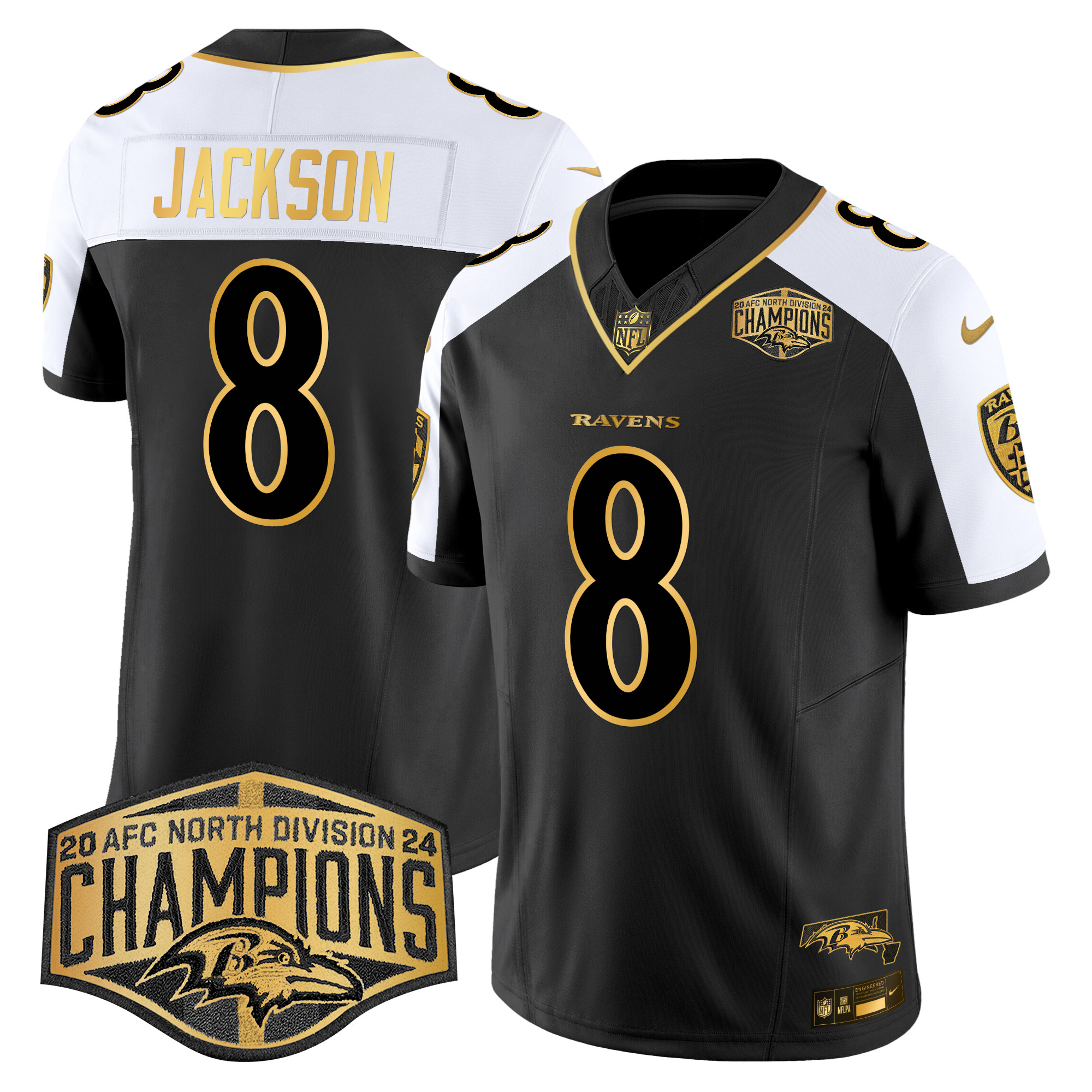 Men's Ravens Maryland Flag Map 2024 AFC North Division Champions Patch Gold Vapor Limited Jersey - All Stitched - Image 10