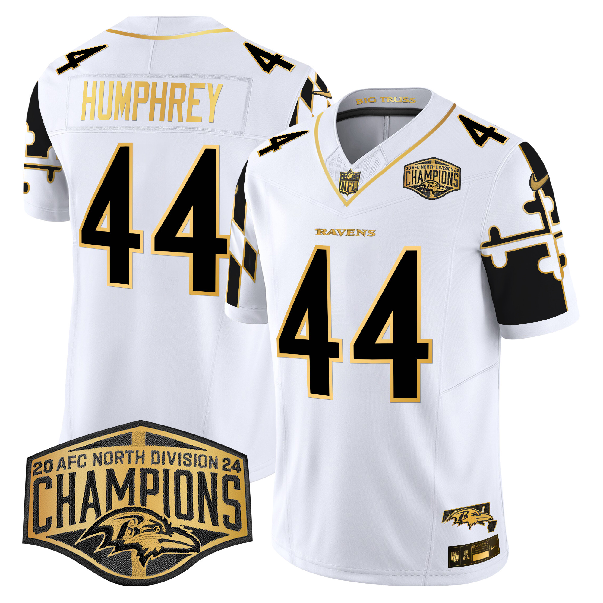 Men's Ravens Maryland Flag Map 2024 AFC North Division Champions Patch Gold Vapor Limited Jersey - All Stitched - Image 21