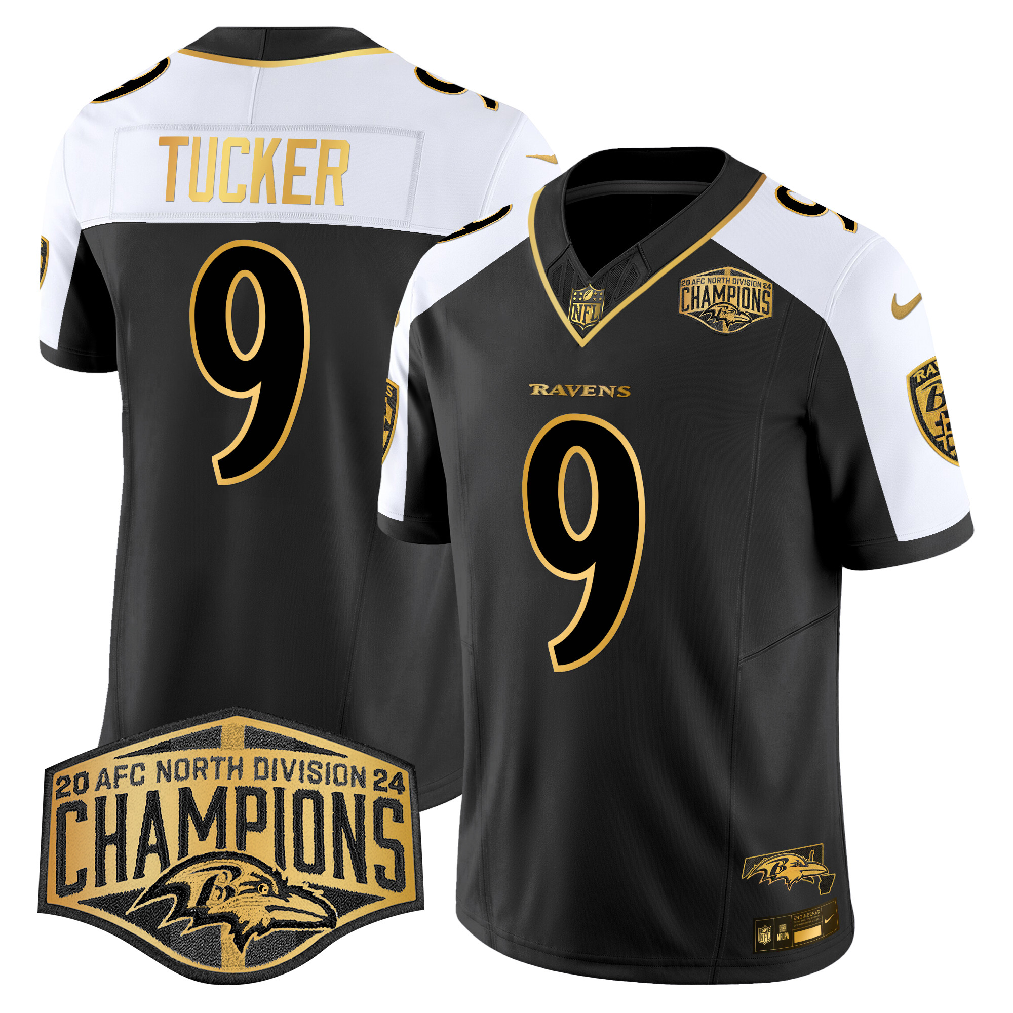 Men's Ravens Maryland Flag Map 2024 AFC North Division Champions Patch Gold Vapor Limited Jersey - All Stitched - Image 11