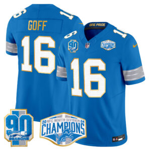 Men's Detroit Lions 2024 NFC North Division Champions Patch Gold Trim Vapor Limited Jersey - All Stitched