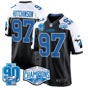 Men's Detroit Lions 2024 NFC North Division Champions Patch Game Jersey - All Stitched