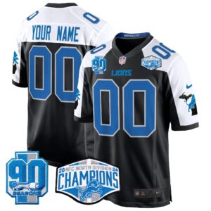 Detroit Lions 2024 NFC North Division Champions Patch Game Custom Jersey - All Stitched