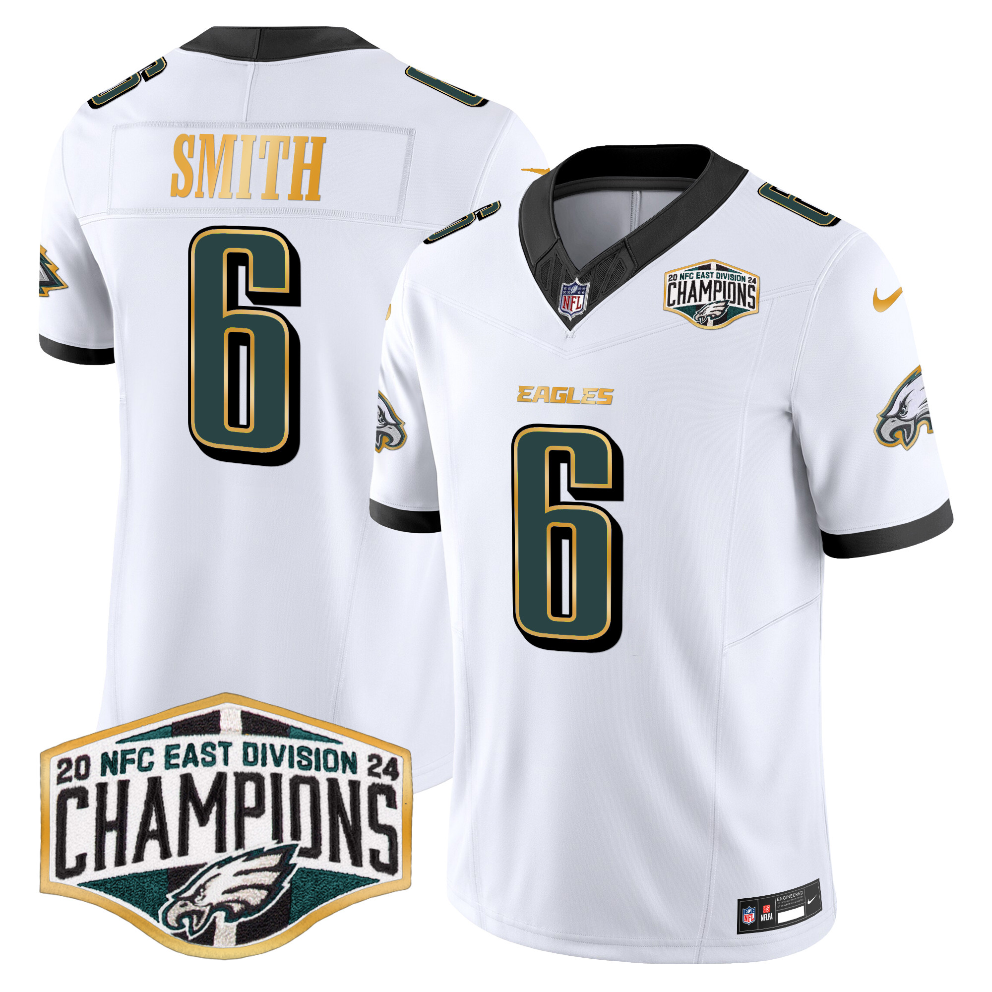 Men's Eagles 2024 NFC East Division Champions Gold Trim Vapor Limited Jersey - All Stitched - Image 14
