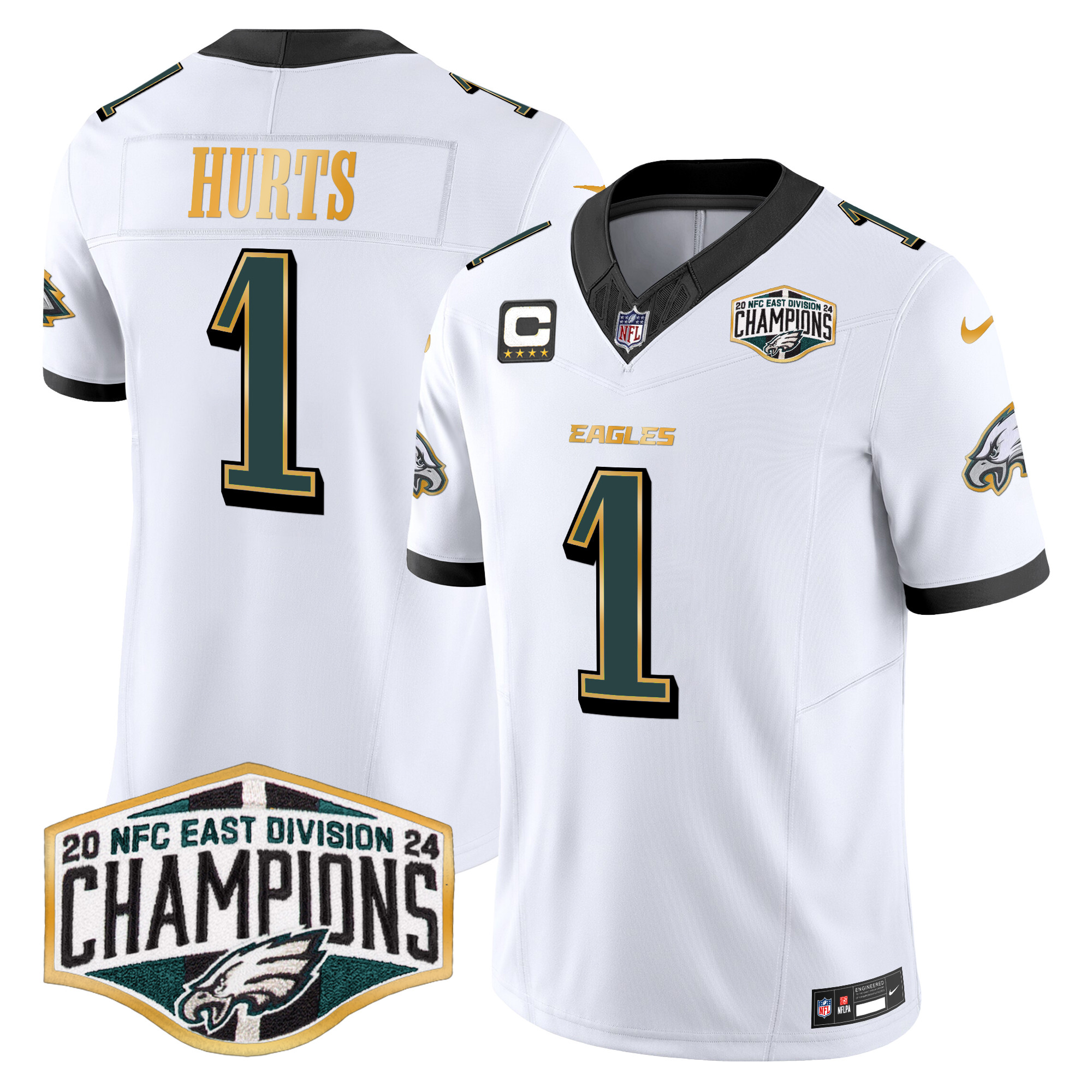 Men's Eagles 2024 NFC East Division Champions Gold Trim Vapor Limited Jersey - All Stitched - Image 12