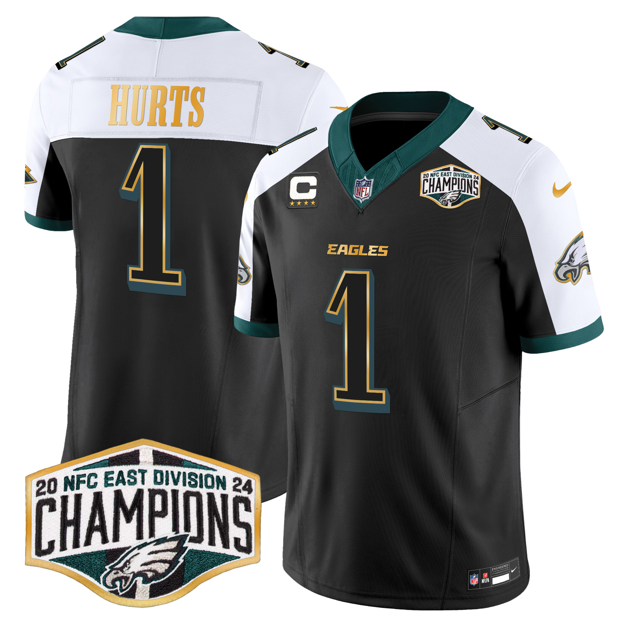 Men's Eagles 2024 NFC East Division Champions Gold Trim Vapor Limited Jersey - All Stitched - Image 39