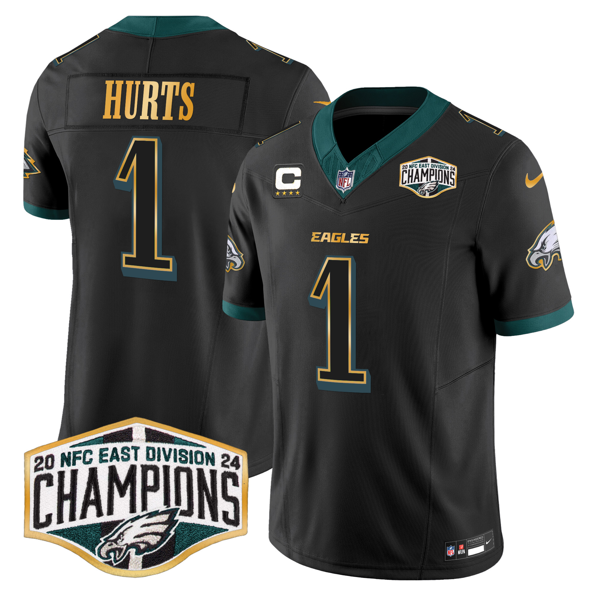 Men's Eagles 2024 NFC East Division Champions Gold Trim Vapor Limited Jersey - All Stitched - Image 21