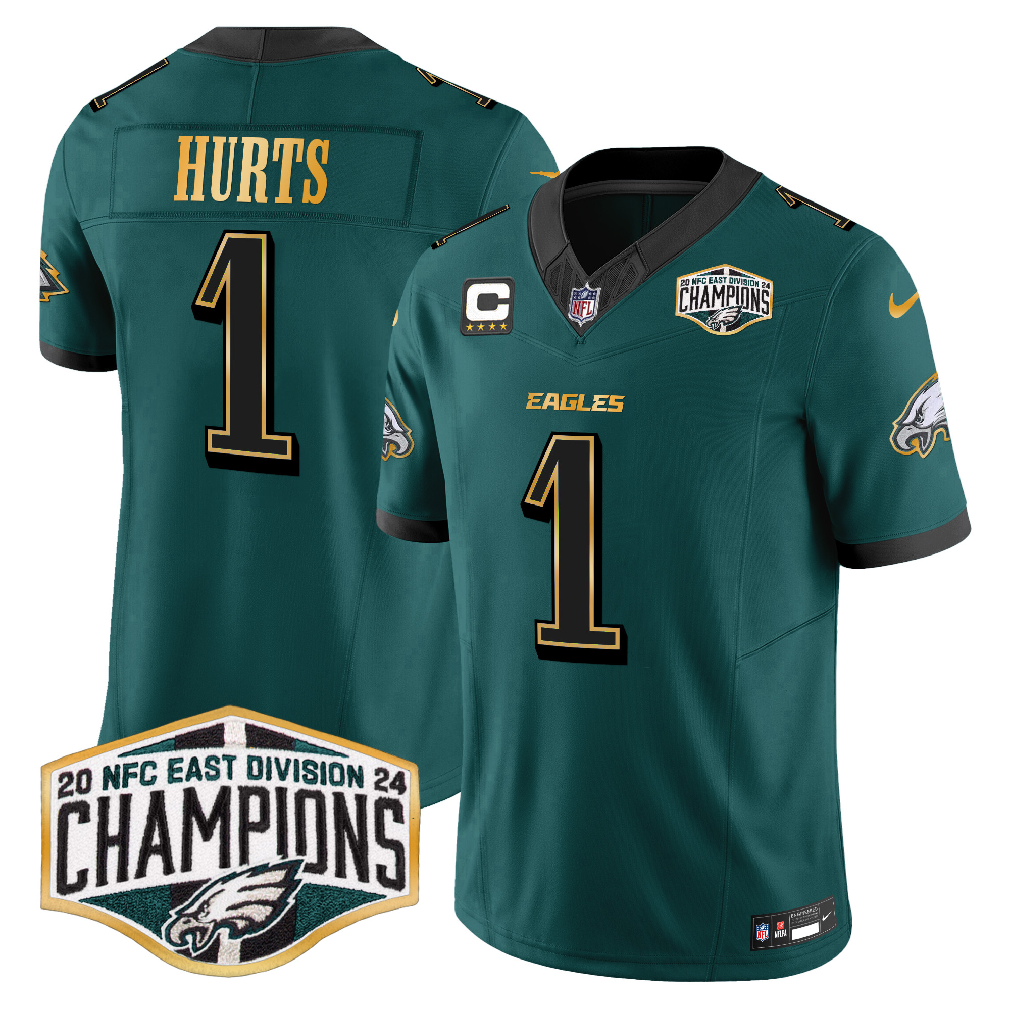 Men's Eagles 2024 NFC East Division Champions Gold Trim Vapor Limited Jersey - All Stitched - Image 3