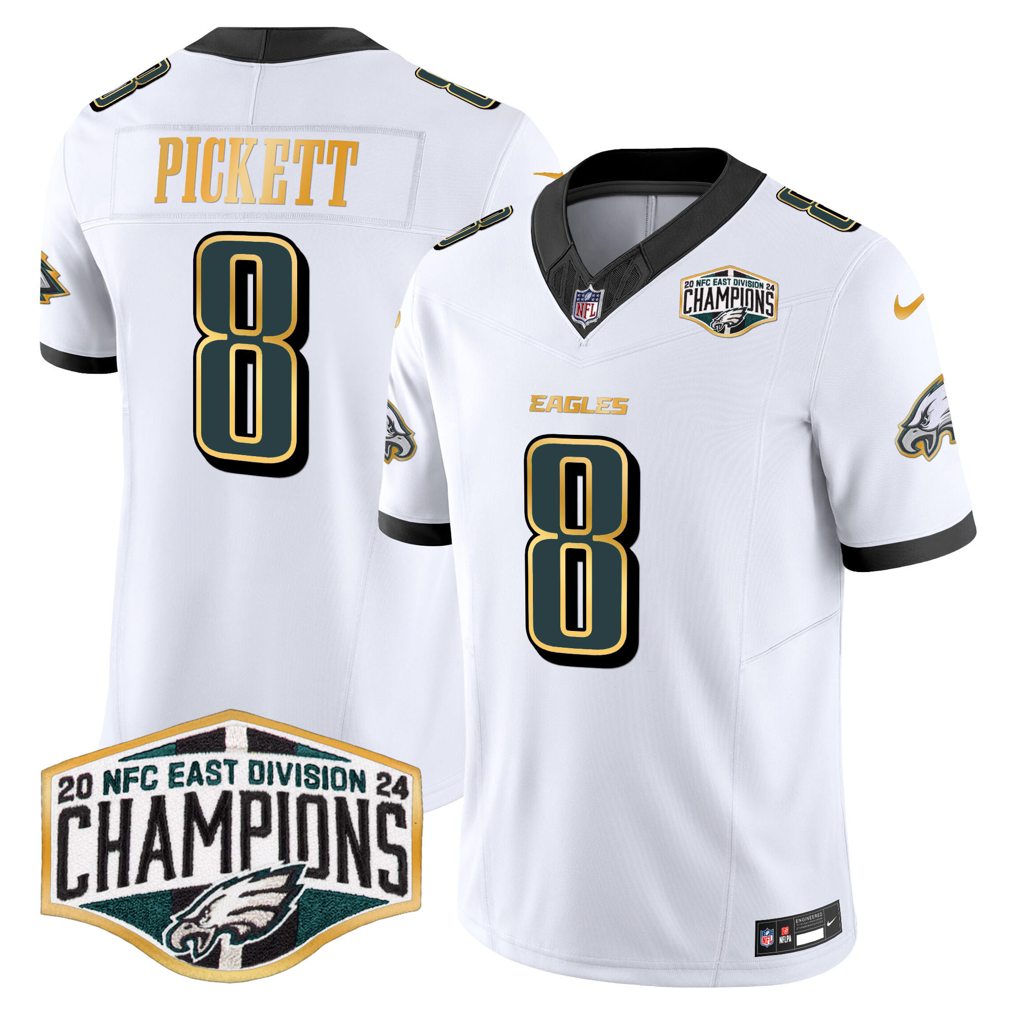 Men's Eagles 2024 NFC East Division Champions Gold Trim Vapor Limited Jersey - All Stitched - Image 11
