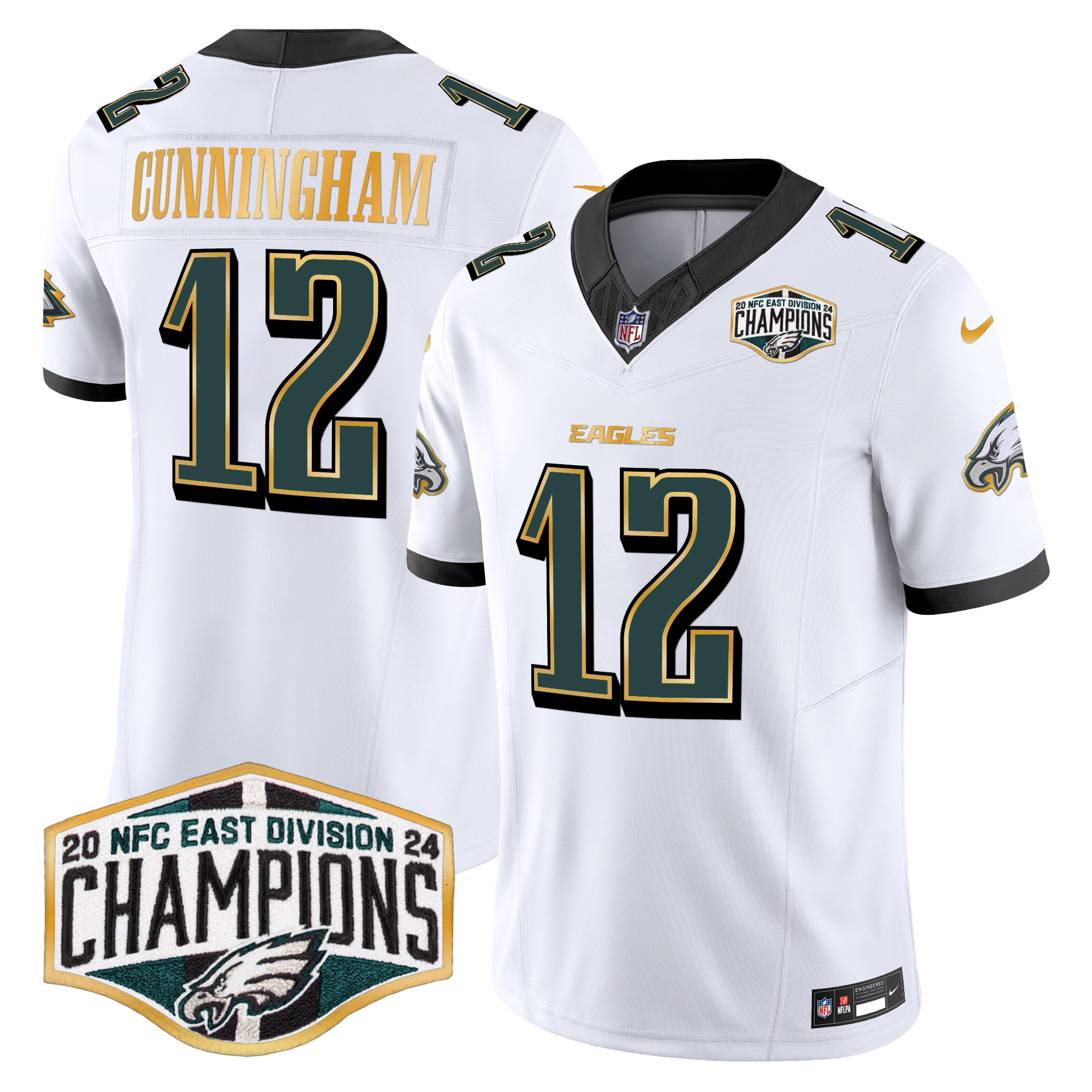 Men's Eagles 2024 NFC East Division Champions Gold Trim Vapor Limited Jersey - All Stitched - Image 15