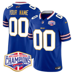 Bills 2024 AFC East Division Champions Gold Trim Vapor Limited Custom Jersey - All Stitched
