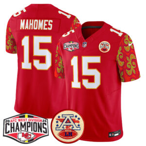 Men's Chiefs Super Bowl LIX Style 2024 AFC West Division Champions Patch Vapor Limited Jersey - All Stitched