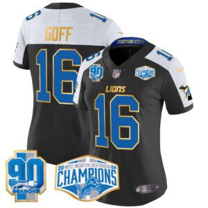Women's Detroit Lions 2024 NFC North Division Champions Patch Gold Trim Vapor Limited Jersey - All Stitched
