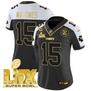 Women's Chiefs Super Bowl LIX Patch Gold Vapor Limited Jersey - All Stitched