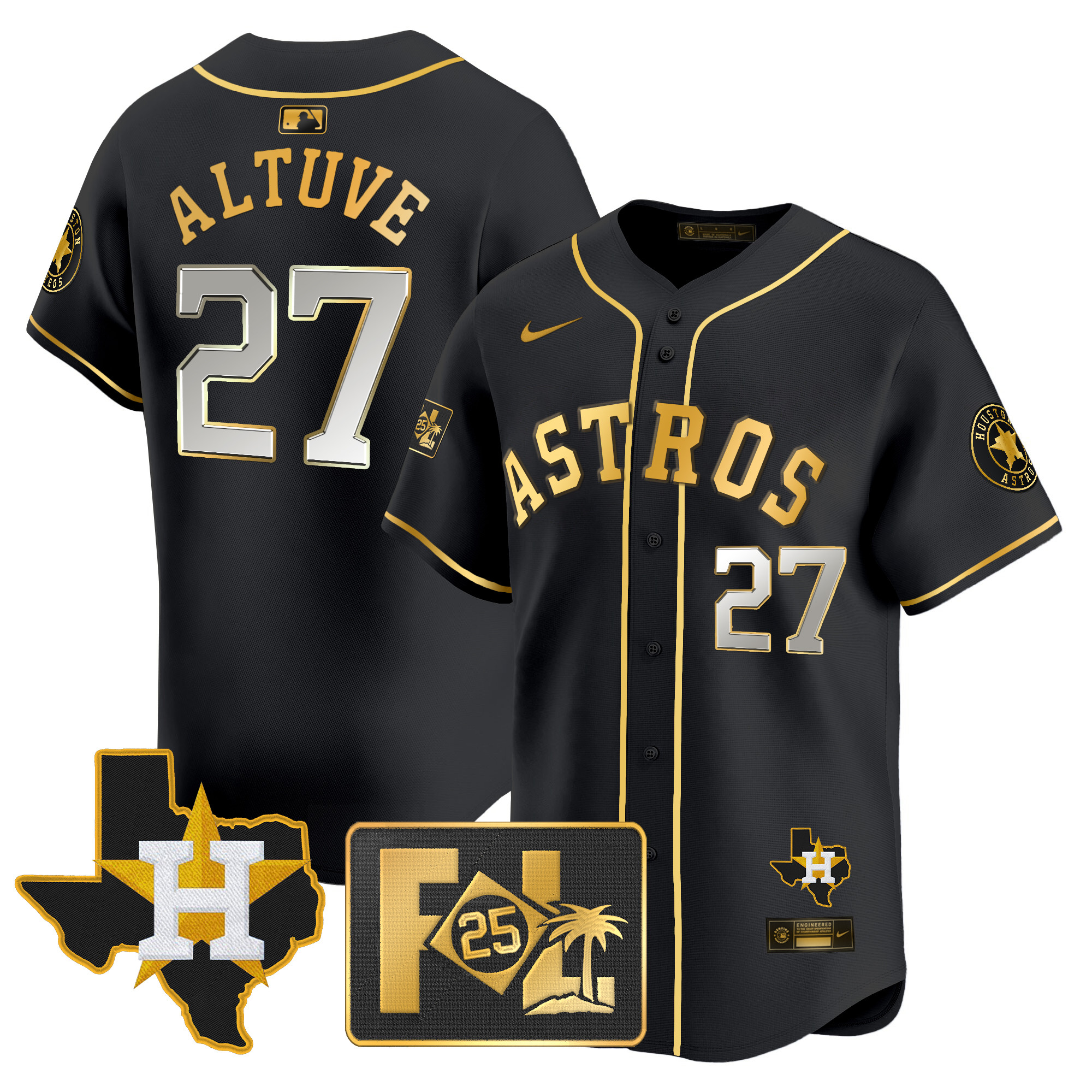 Men's Houston Astros 2025 Spring Training & Texas Patch Vapor Premier Limited Jersey - All Stitched - Image 2