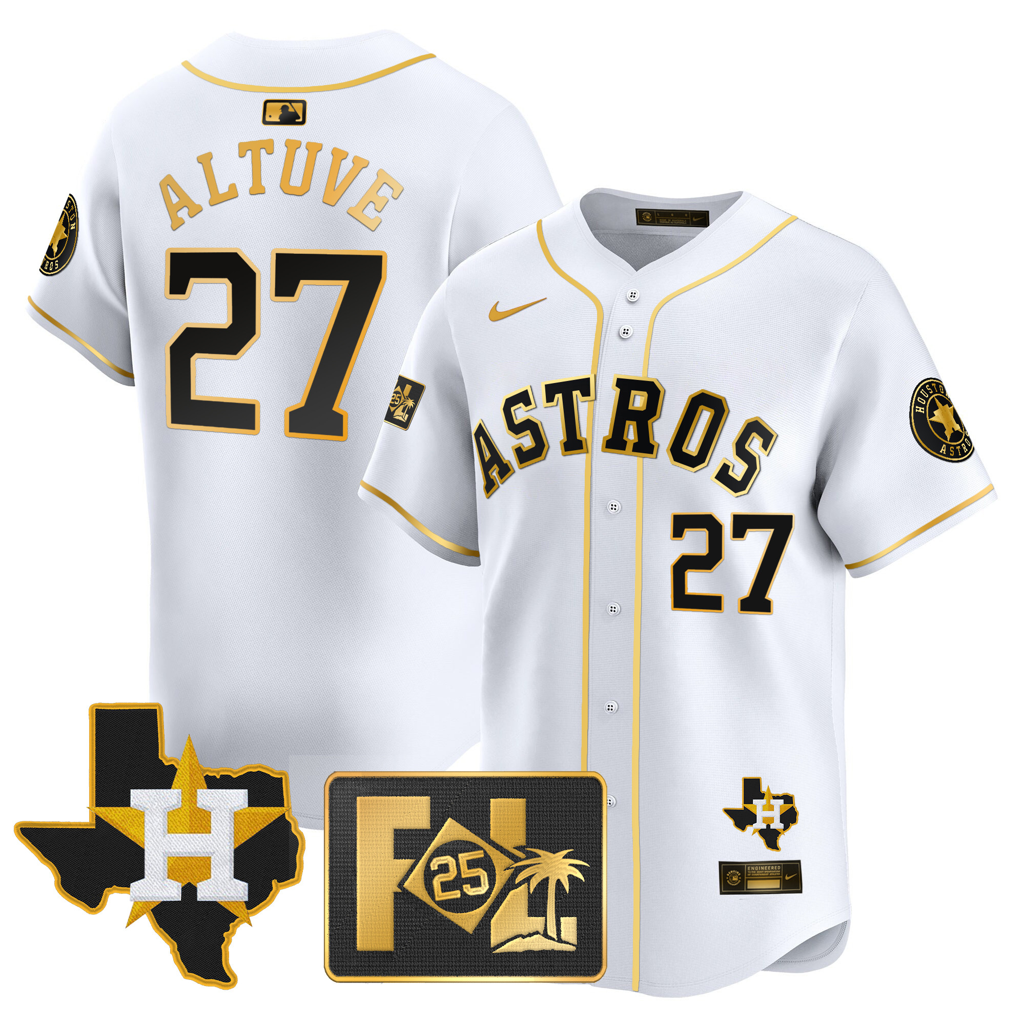 Men's Houston Astros 2025 Spring Training & Texas Patch Vapor Premier Limited Jersey - All Stitched - Image 11