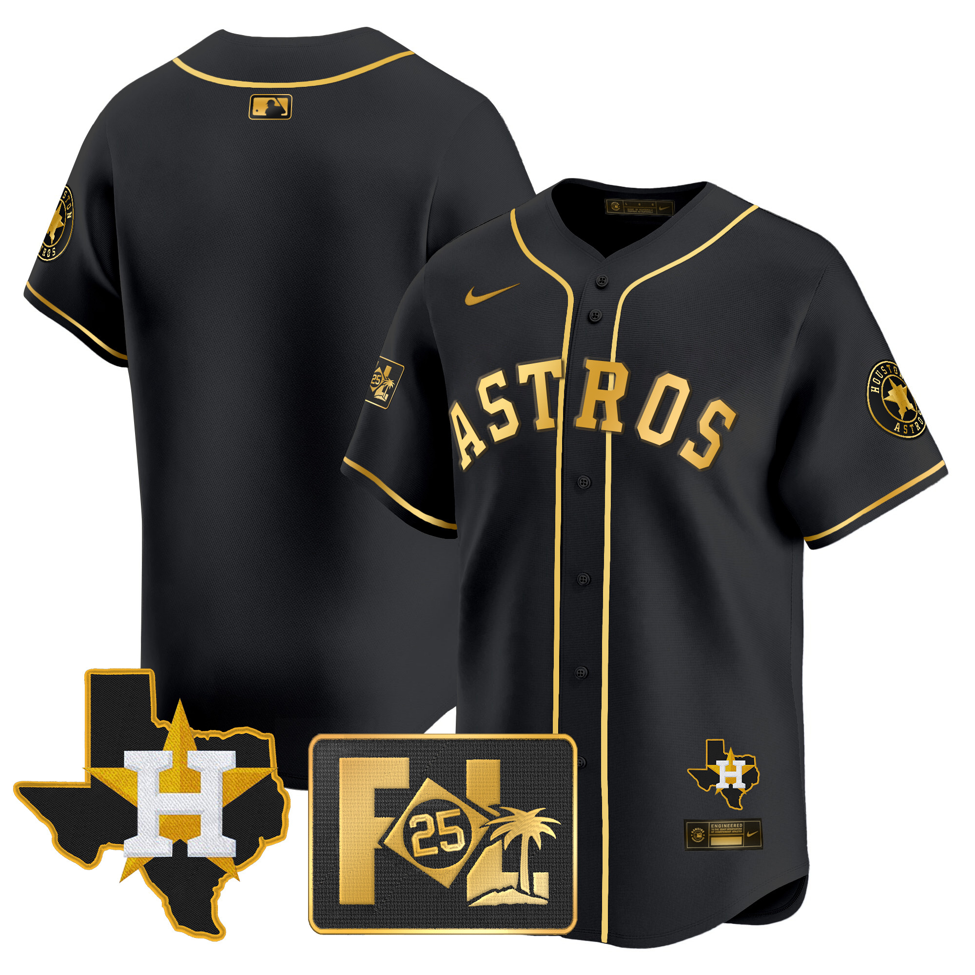 Men's Houston Astros 2025 Spring Training & Texas Patch Vapor Premier Limited Jersey - All Stitched - Image 9
