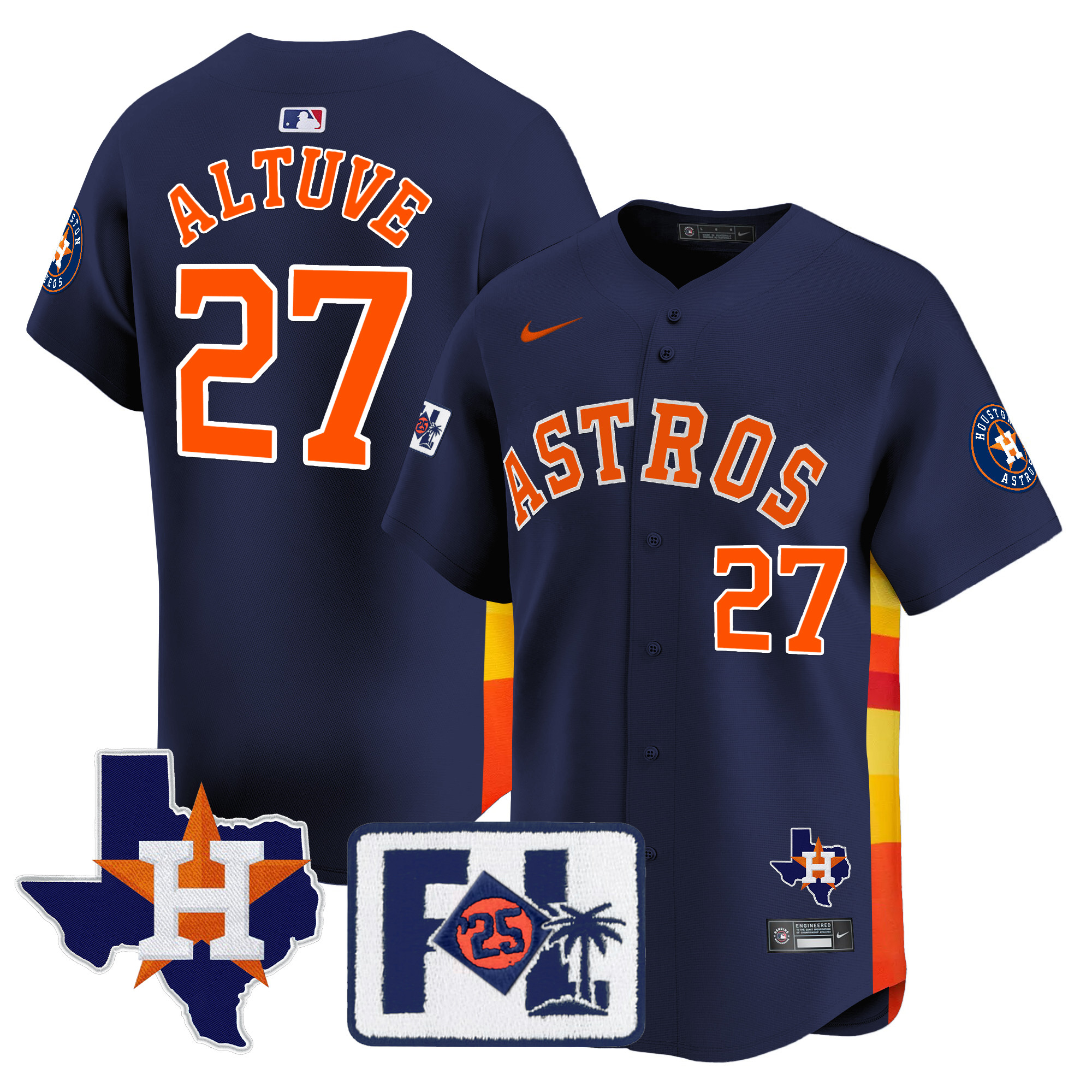 Men's Houston Astros 2025 Spring Training & Texas Patch Vapor Premier Limited Jersey - All Stitched - Image 38